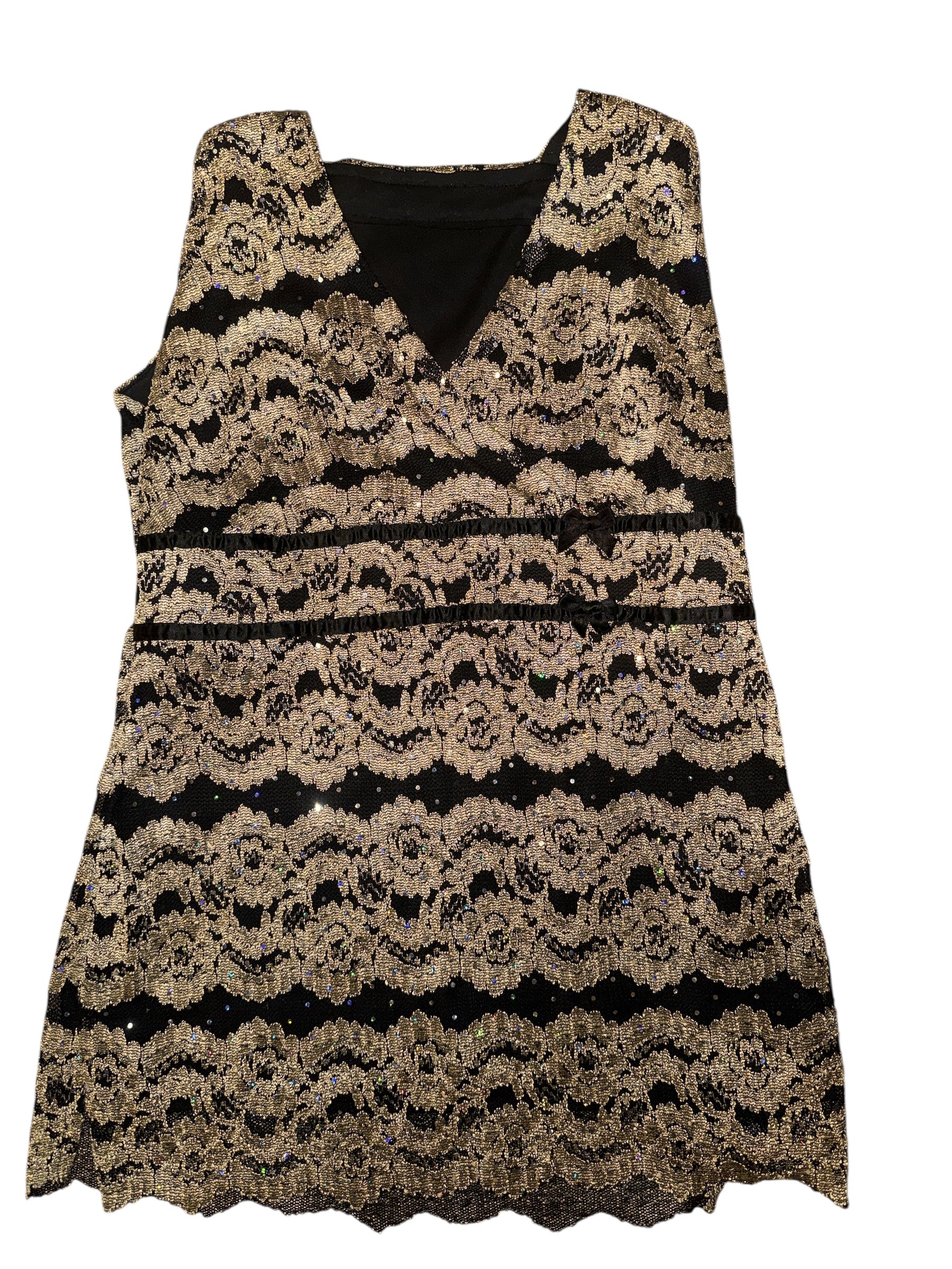 Black gold  Vtg babydoll lace top, S