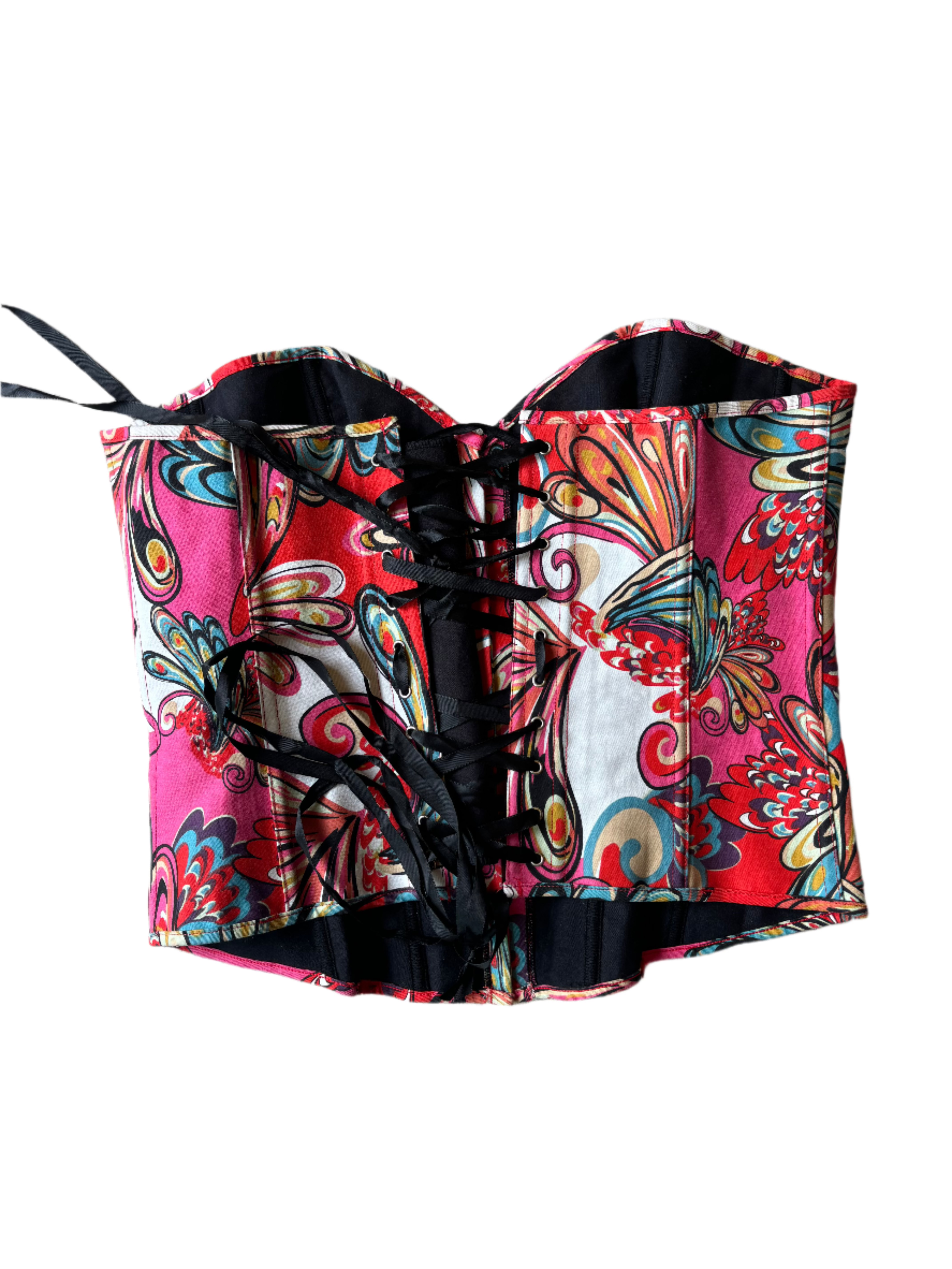 red pink blue  colorful corset, xxl