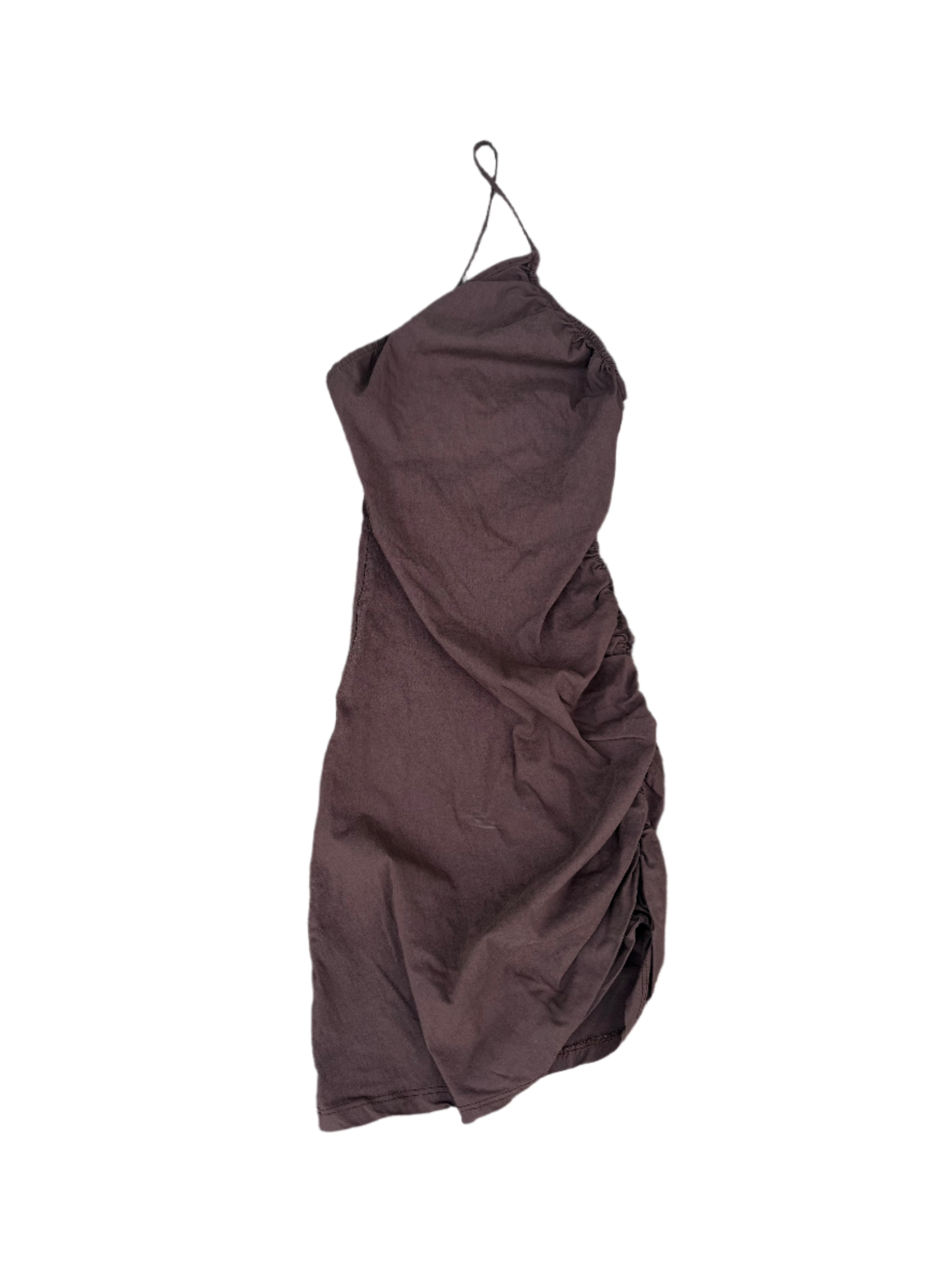 brown pull&bear ruch strappy dress, xs