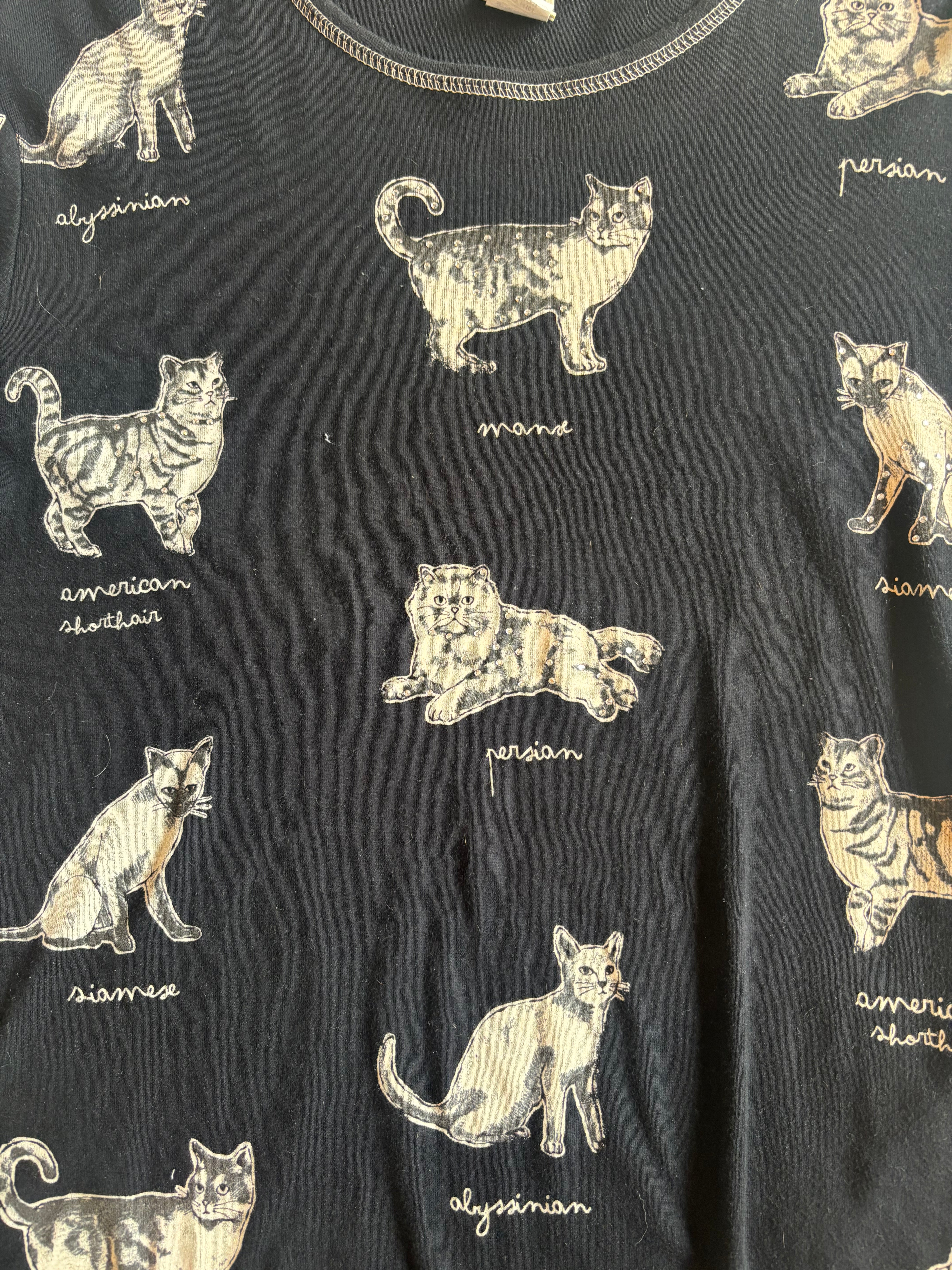 black jess & jane kitty cat bedazzle ss, xl