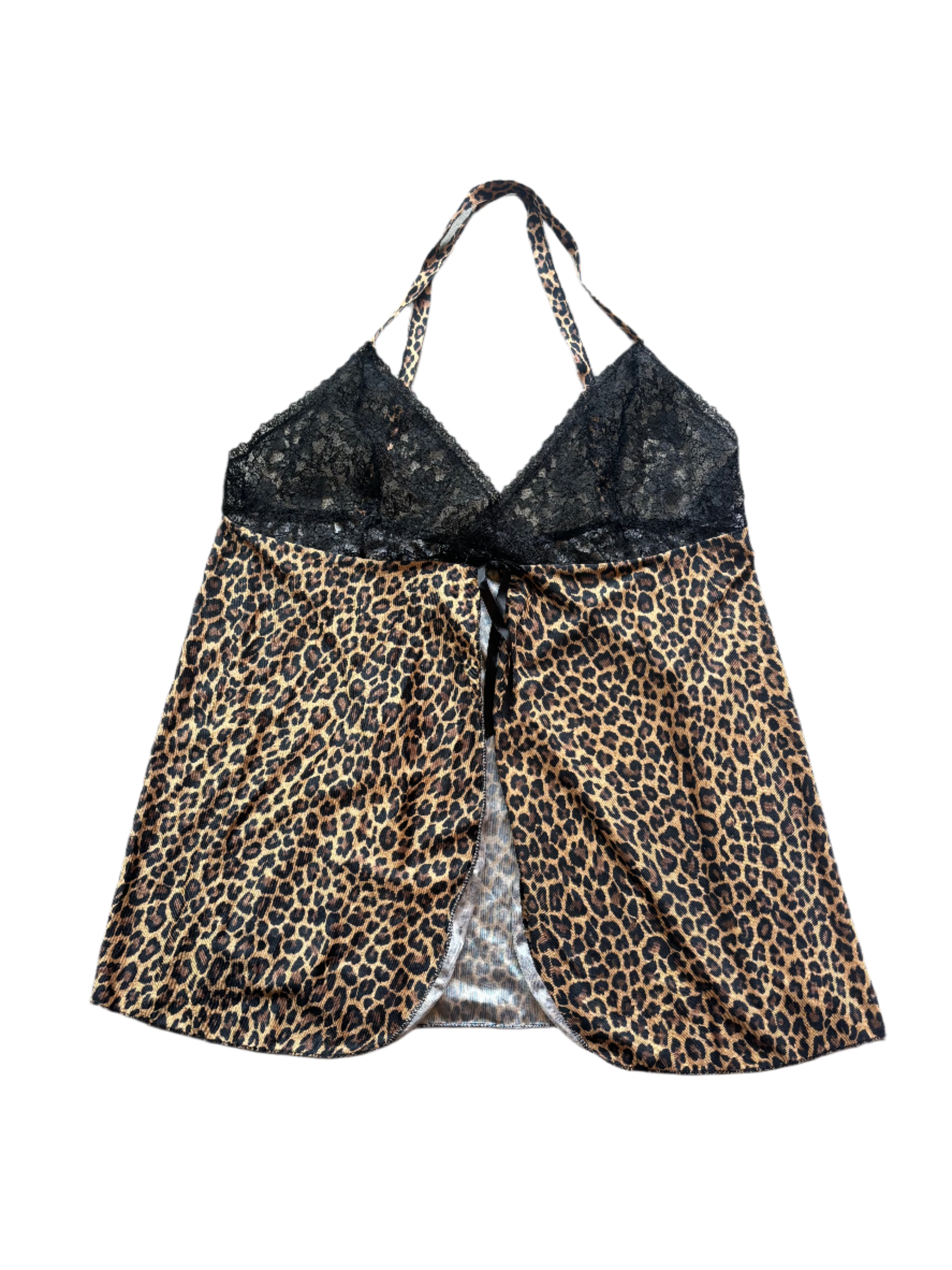 brown black petra fashions leopard print slip w lace, 1x