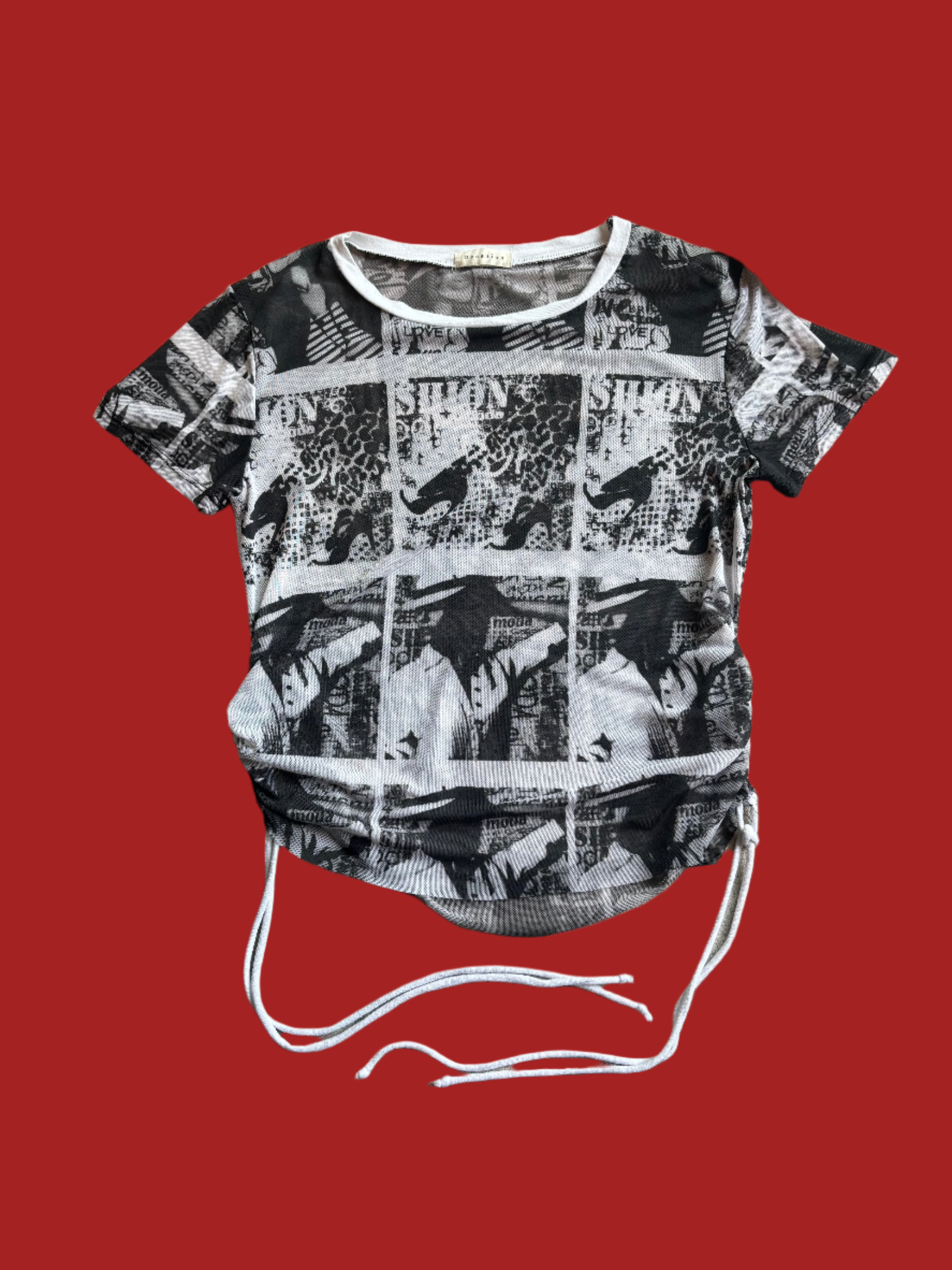 B&w Occasion Mesh printed top, S/m