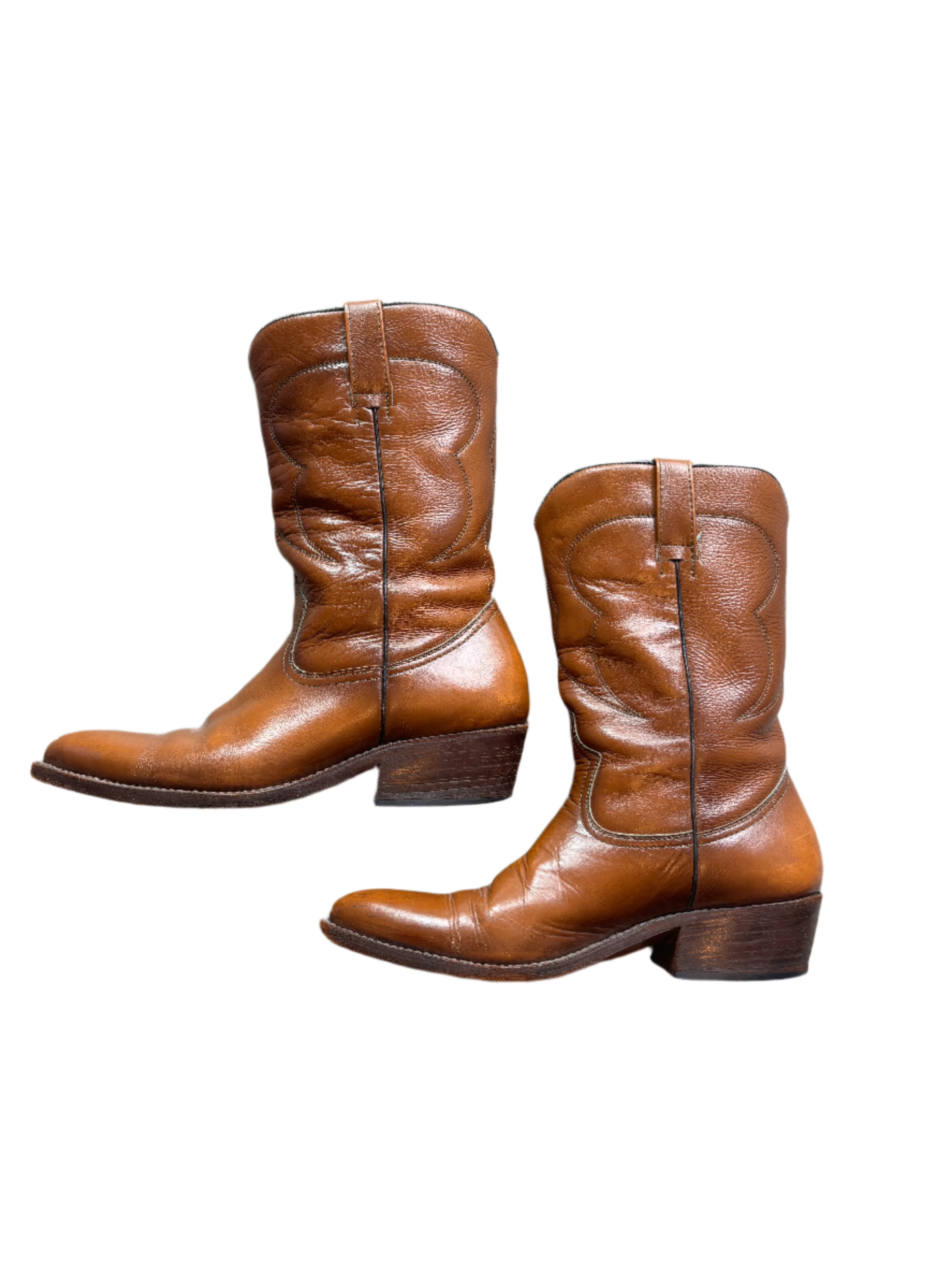 brown  vtg leather cowboy boots, 9.5 women's