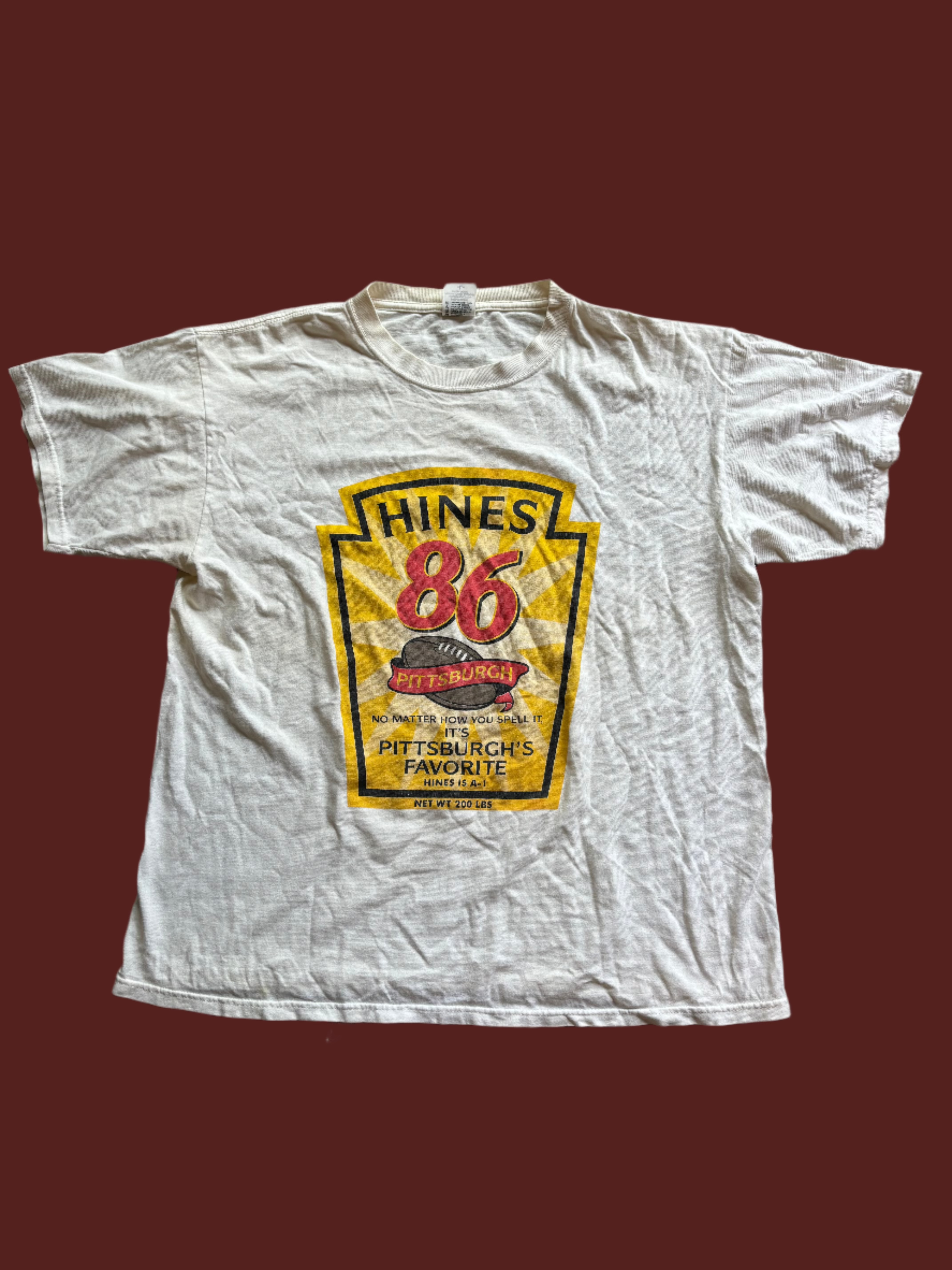 white anvil vtg hines pittsburgh tee, L