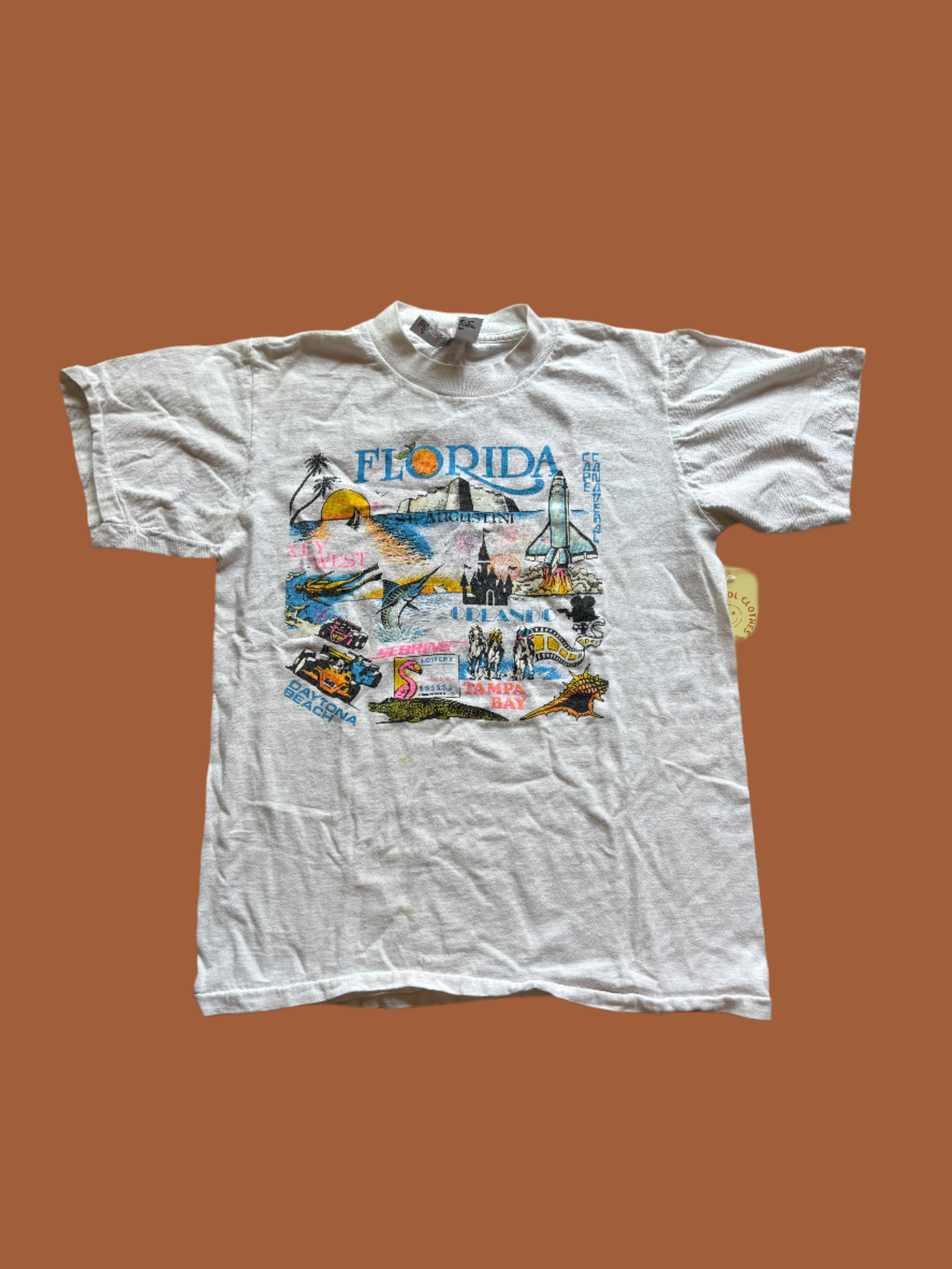 white oneita vtg florida tee, m