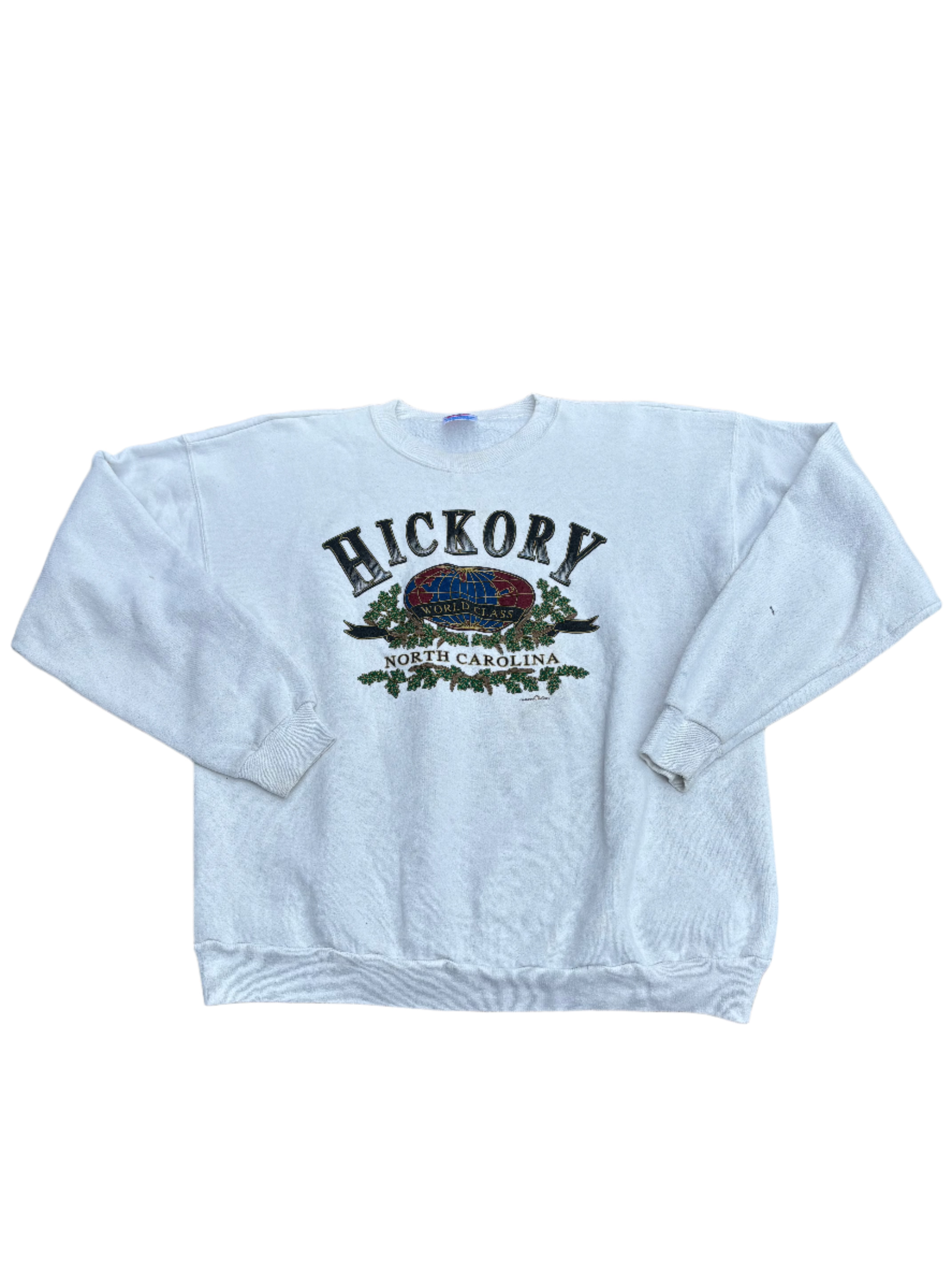 white hanes hickory crew, xl