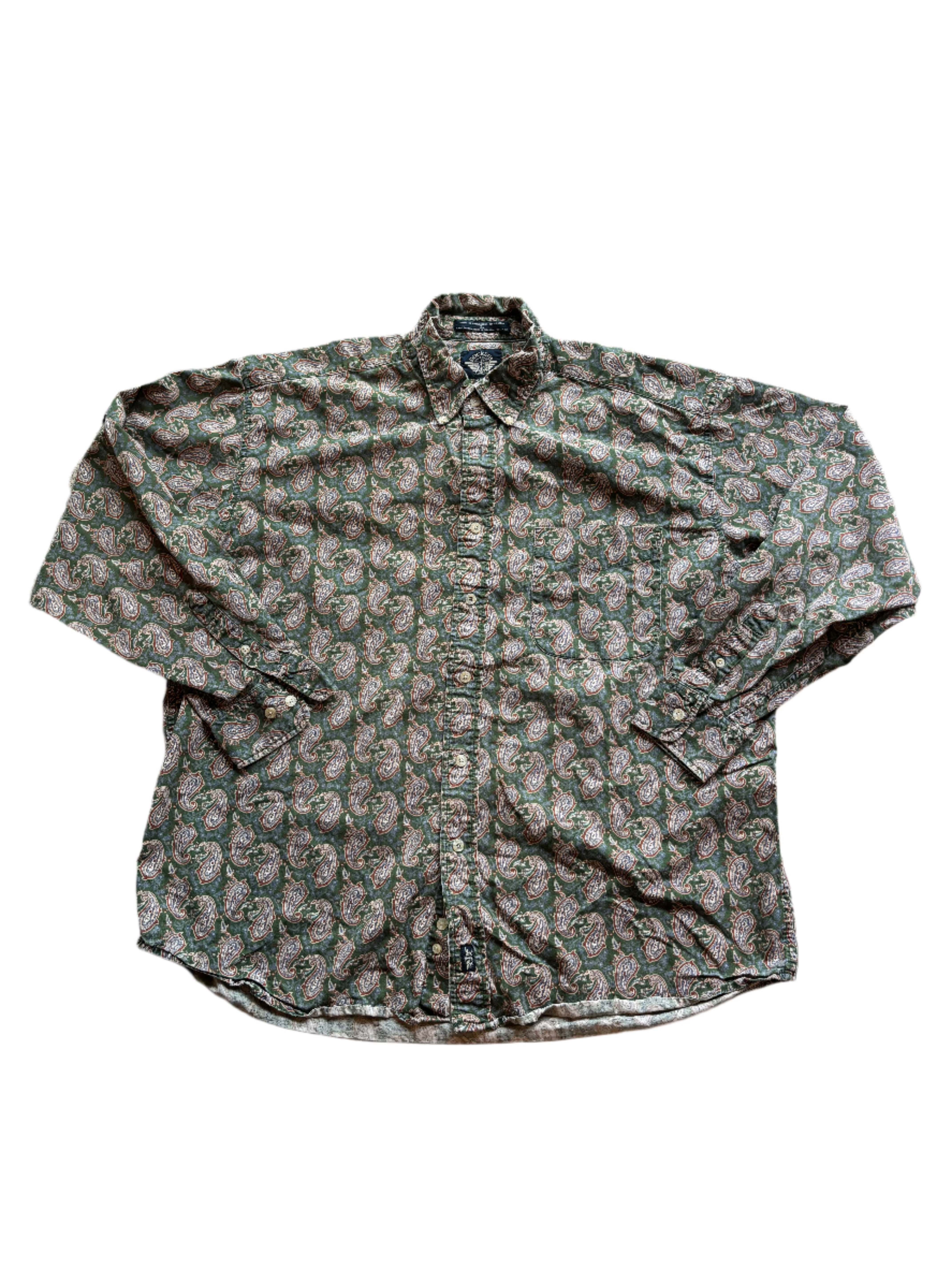 green dockers paisley button down, L