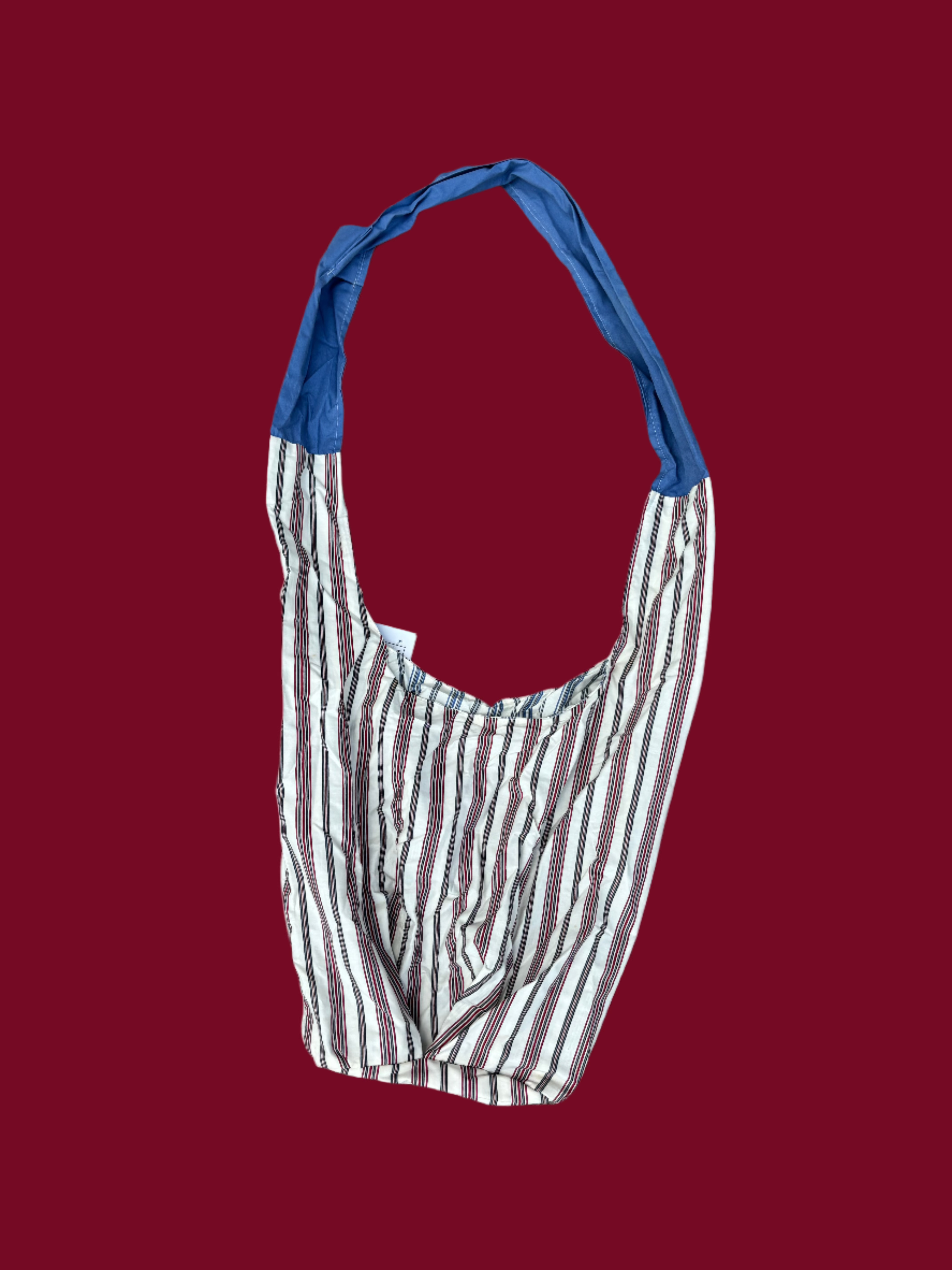 white, blue  Striped bag