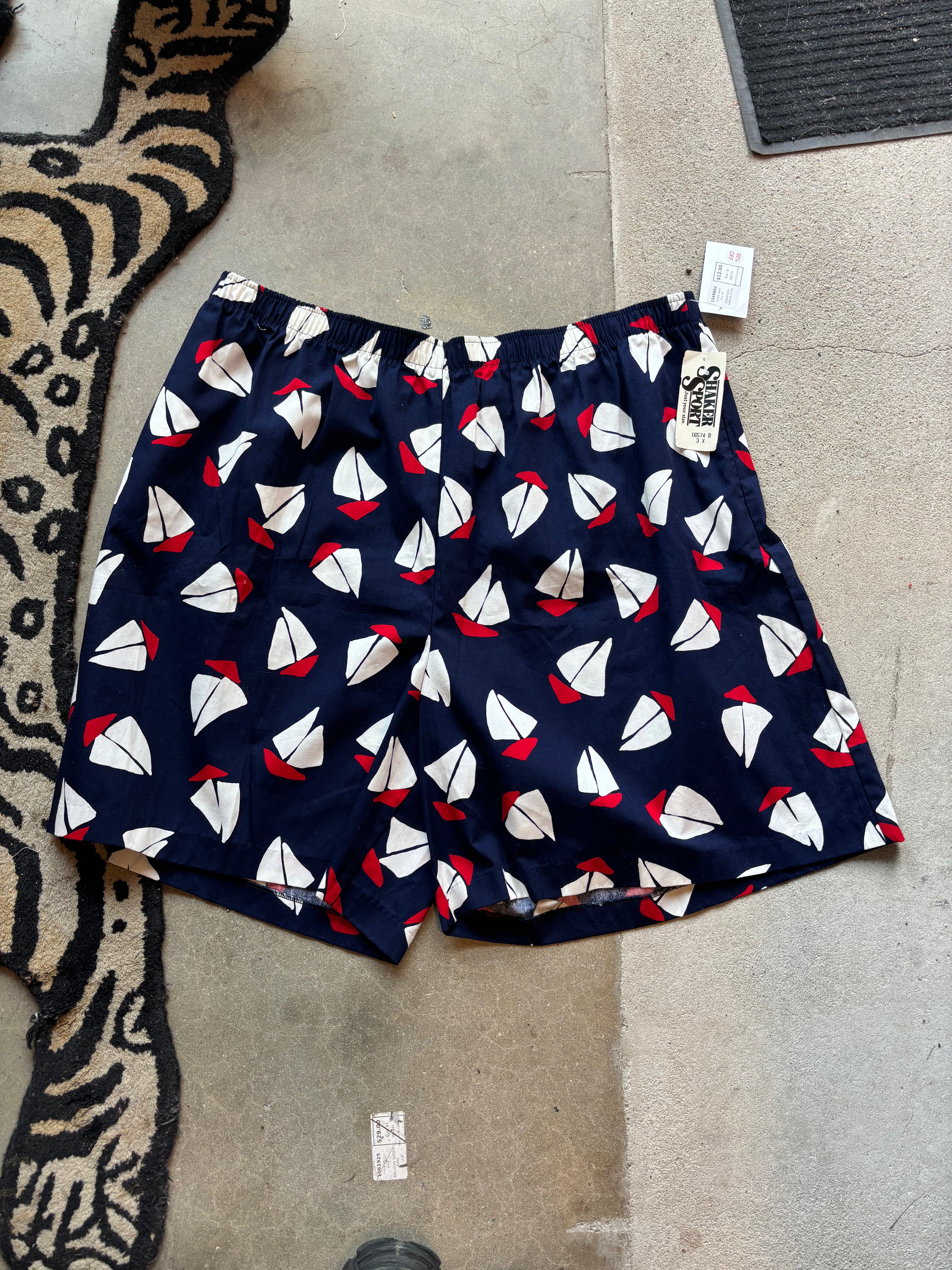navy red shaker sport DEADSTOCK sailboat shorts, 3x