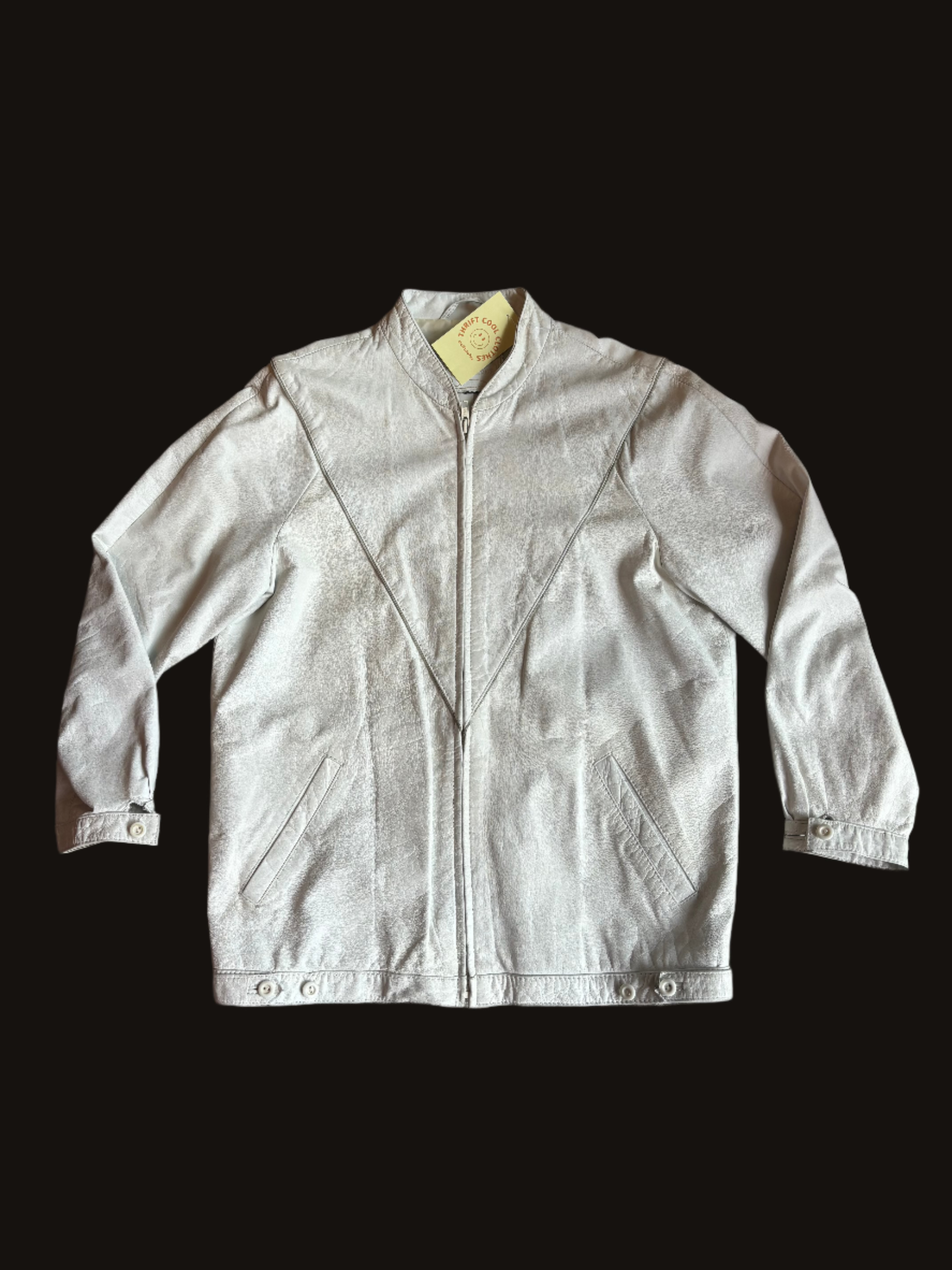 White Echtes leder leather jacket