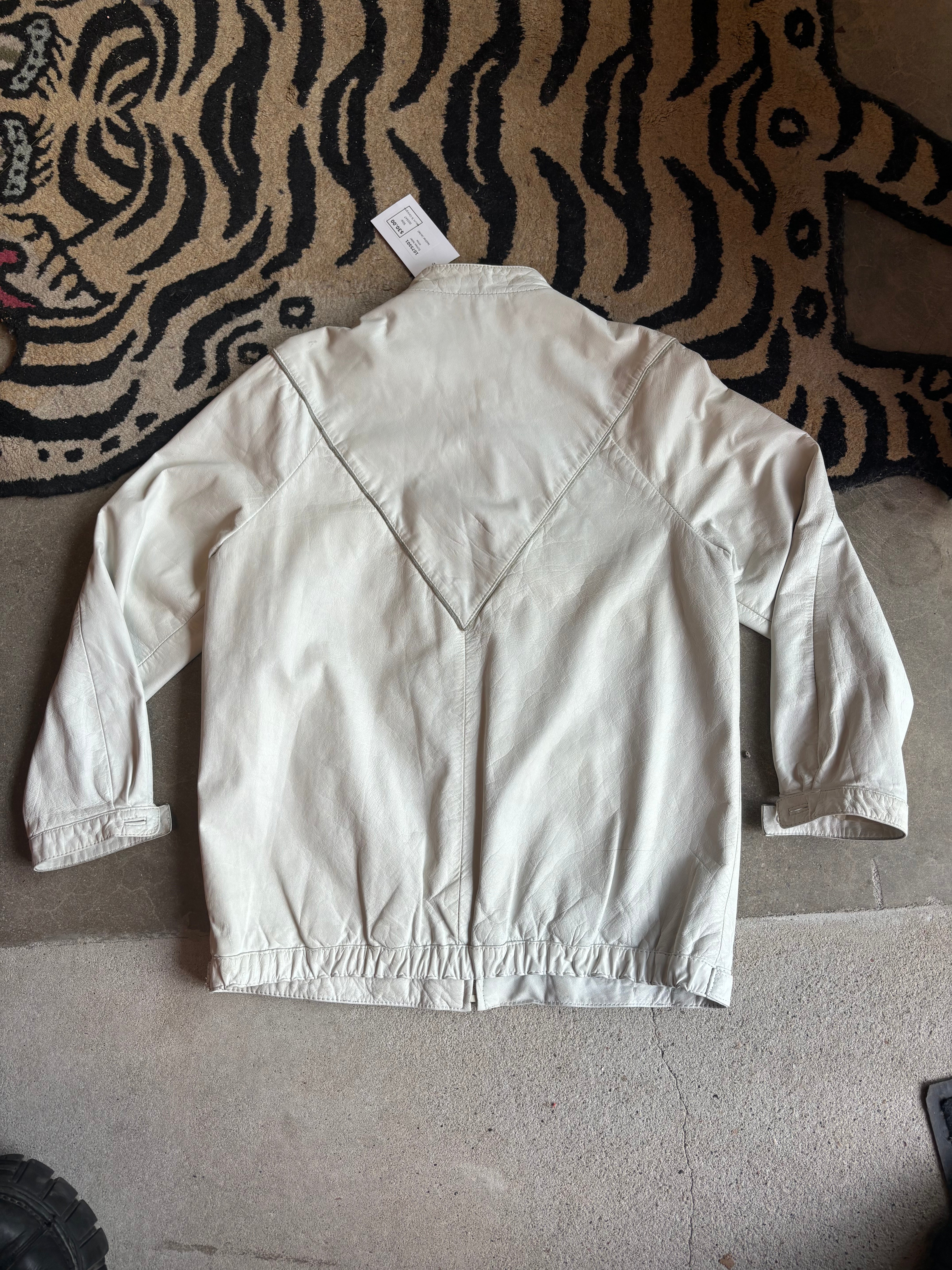 White Echtes leder leather jacket