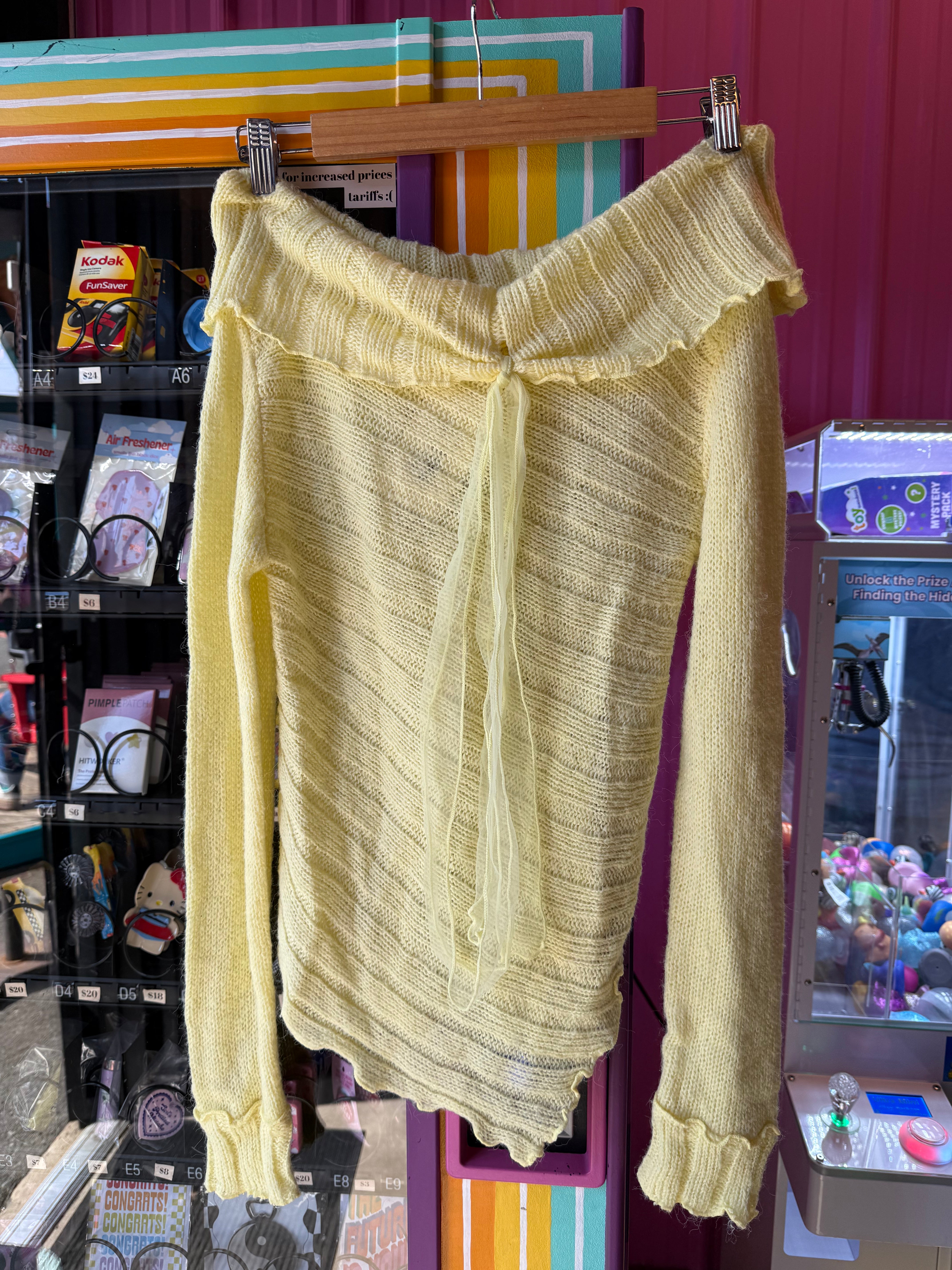 Yellow Kimchi blue Off the shoulder knit sweater, M