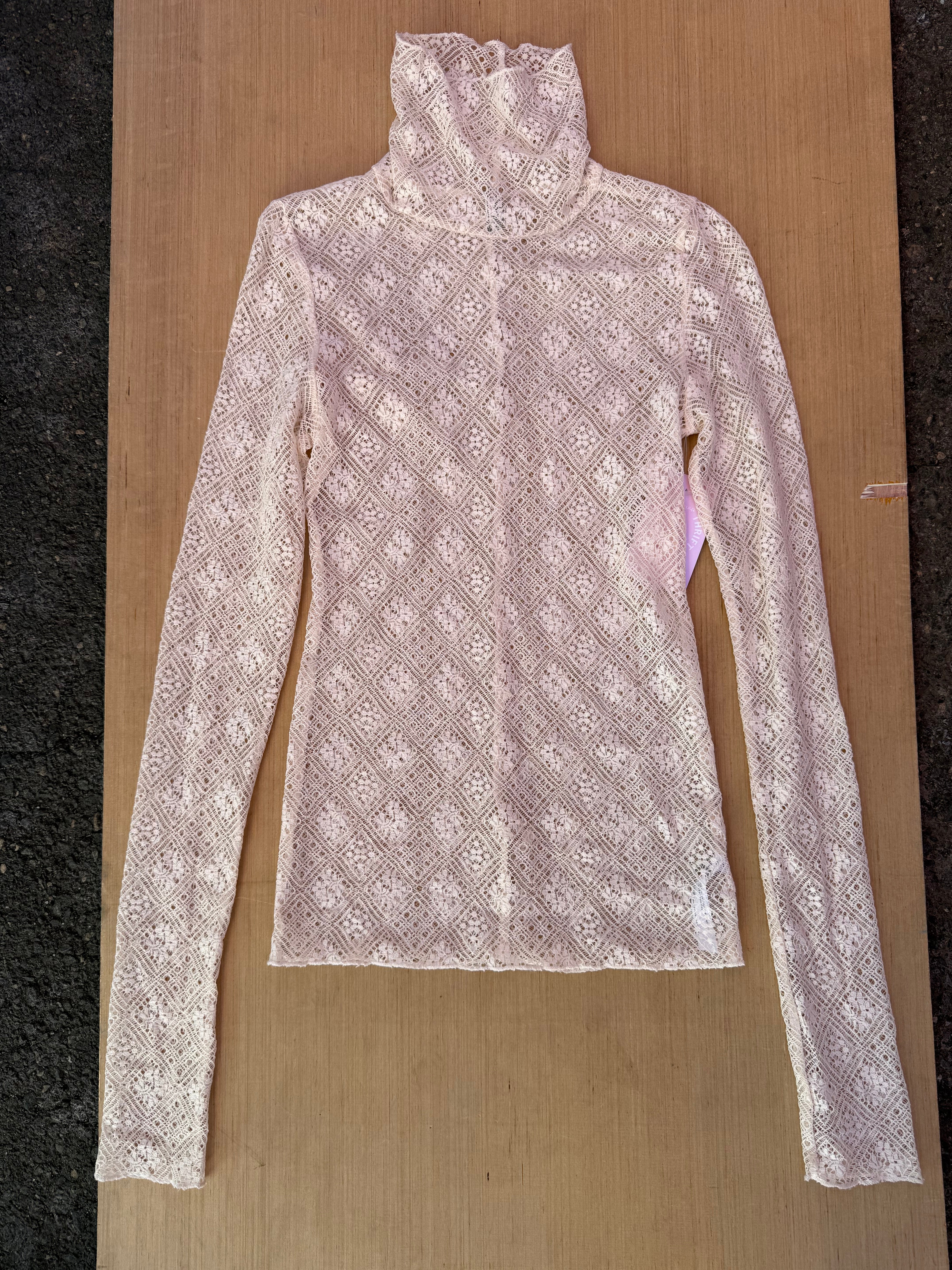 off white free people lace turtleneck, xs