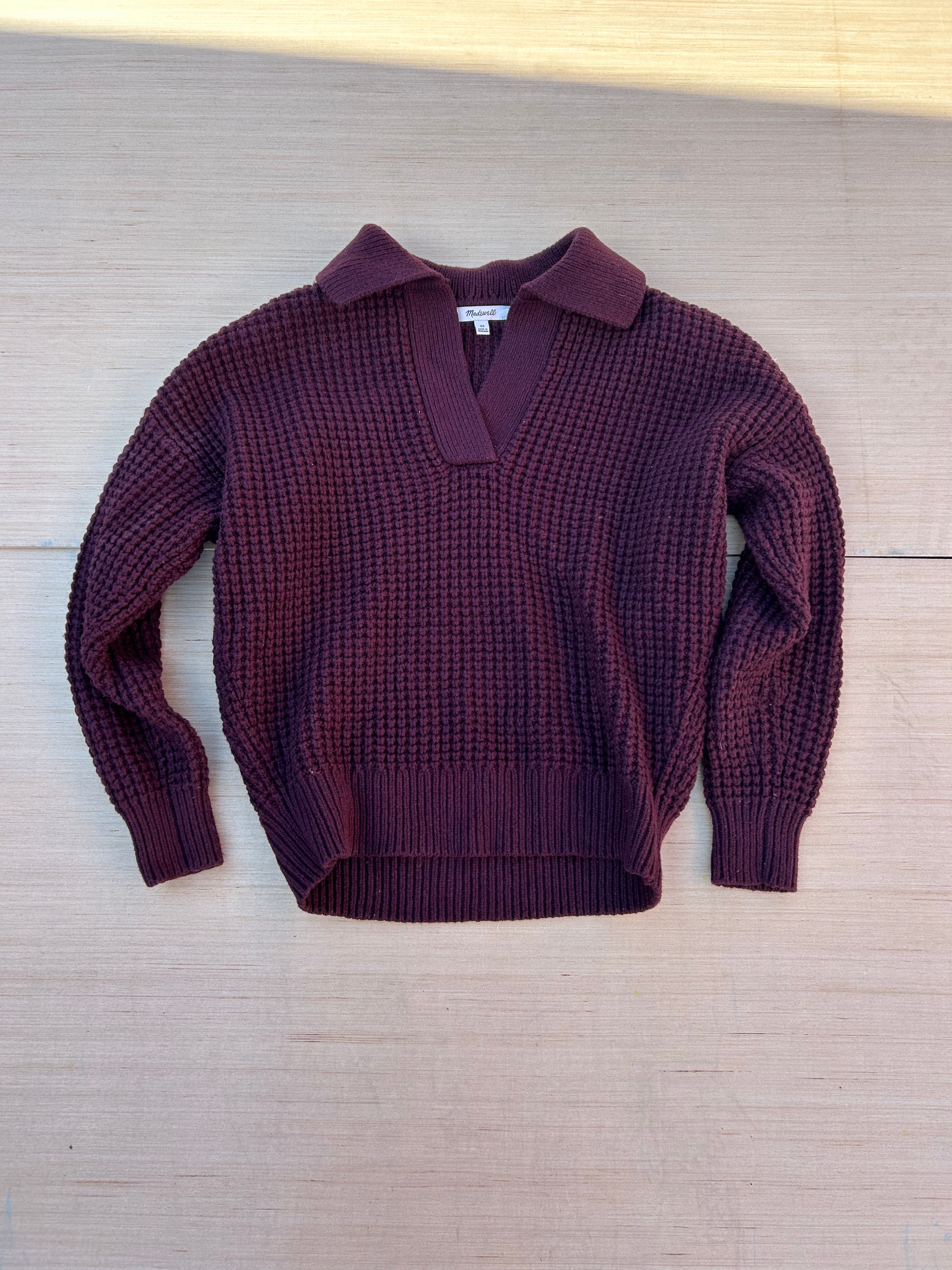 burgundy Madewell sweater w/ collar, XS