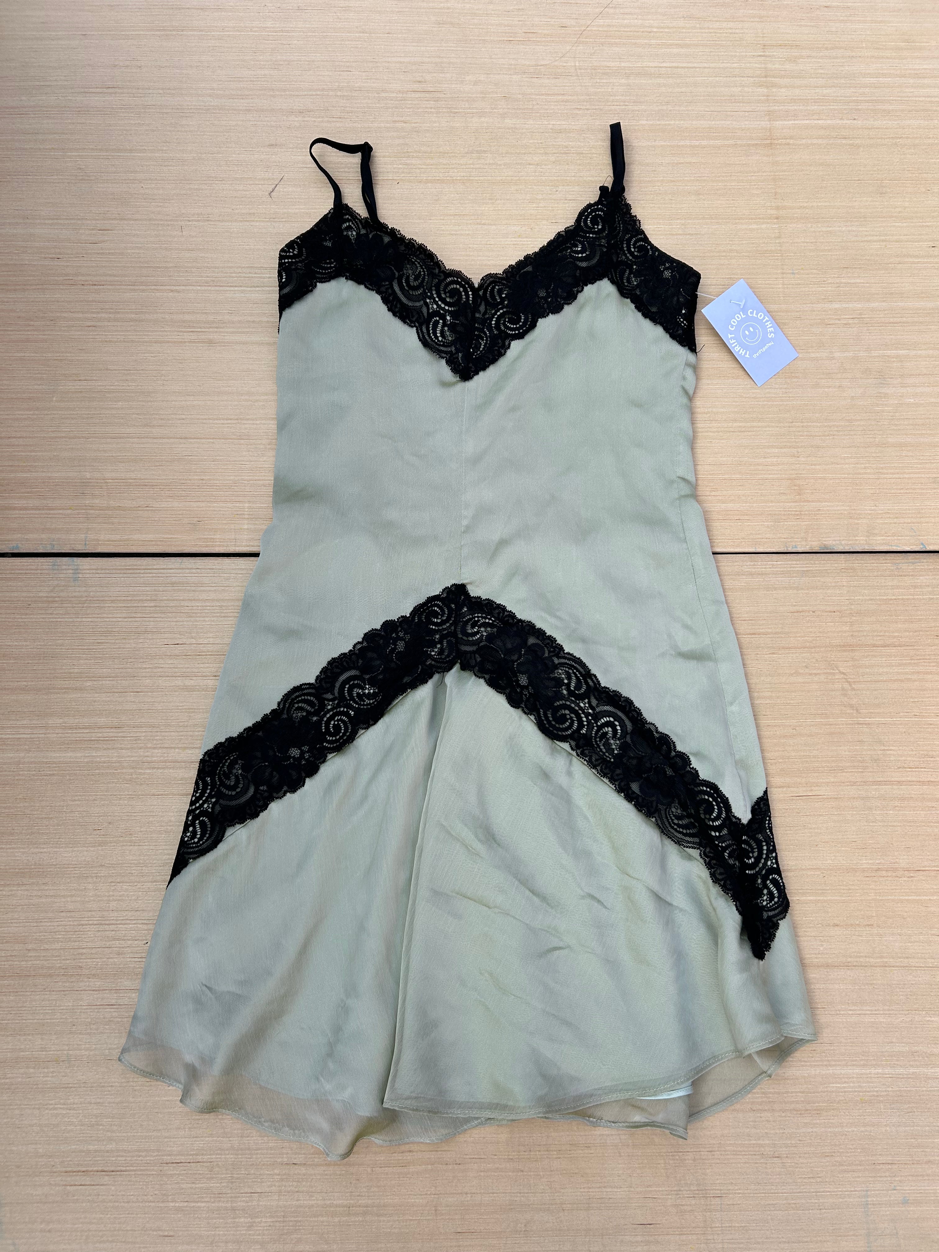 sage arden b y2k lacey drop waist slip dress, m