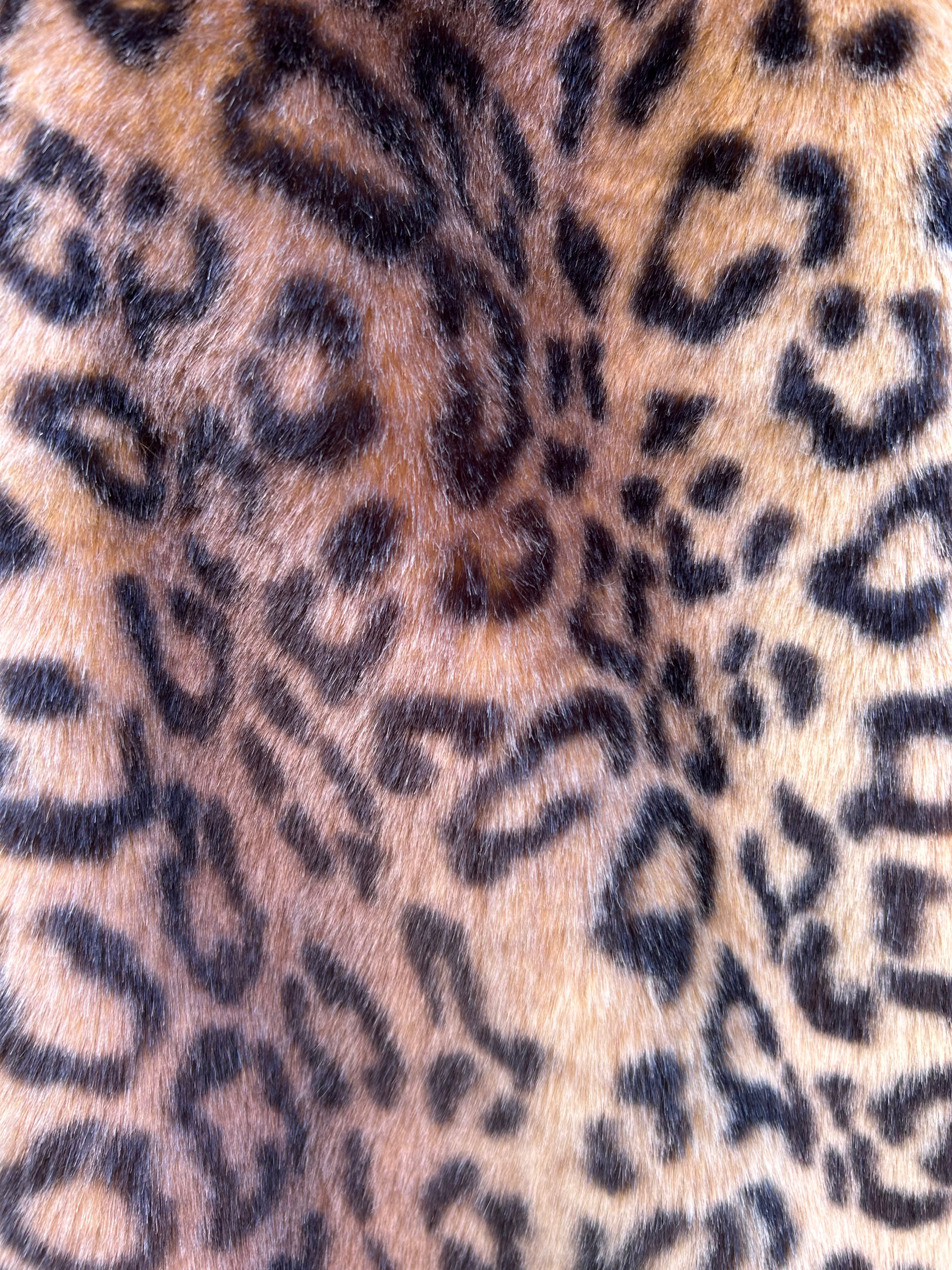 brown  faux fur cheetah jacket, L