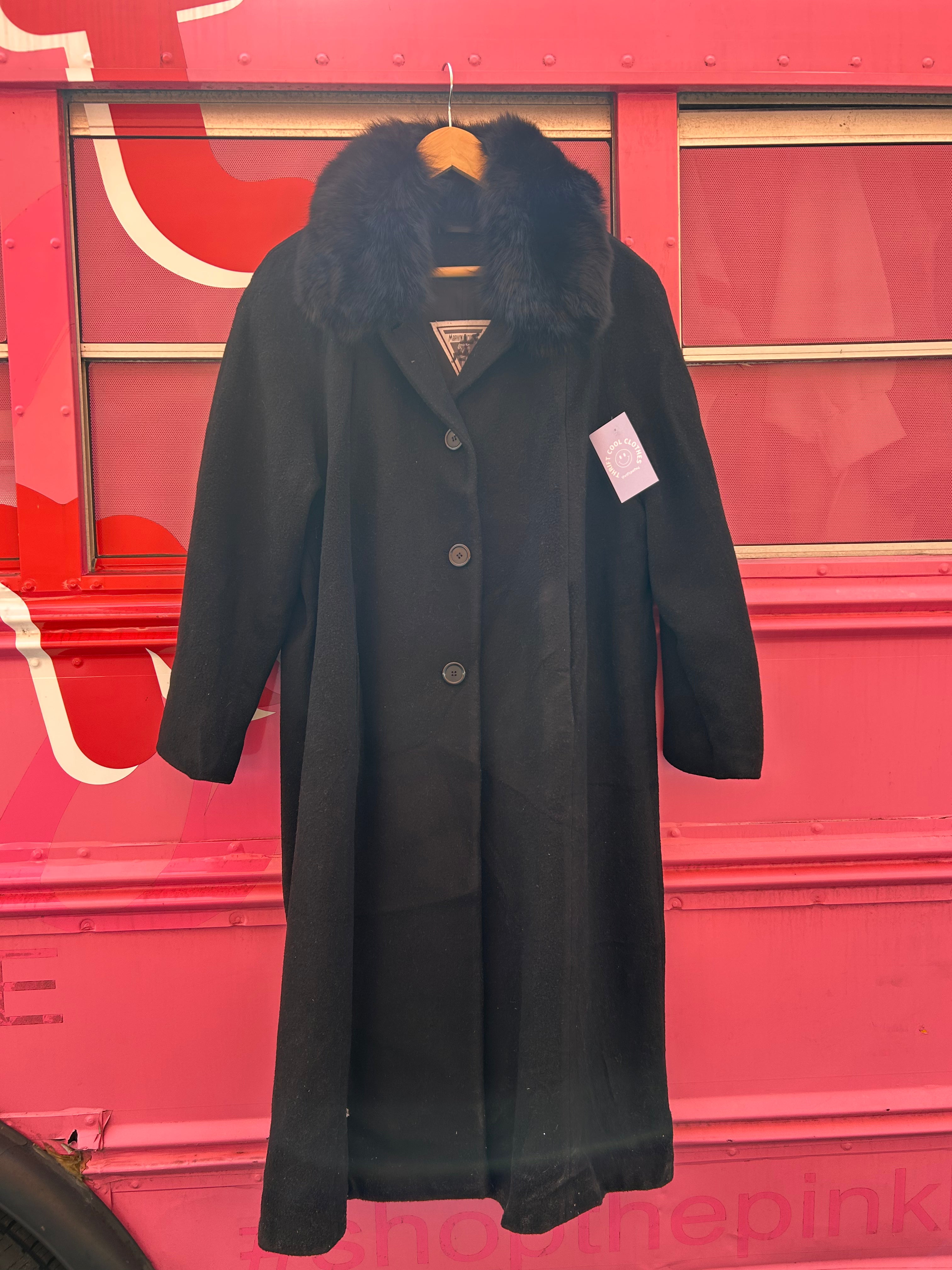 black marvin richards long jacket fur collar, 14