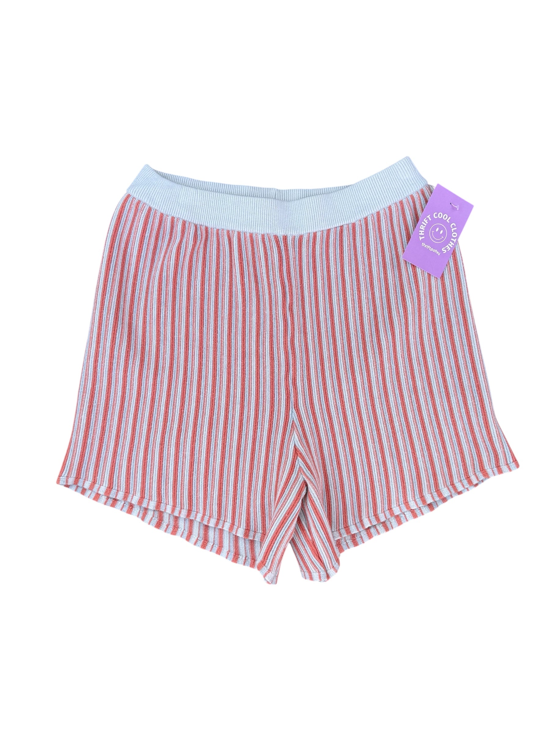 orange tan yllw knit soft striped shorts, s