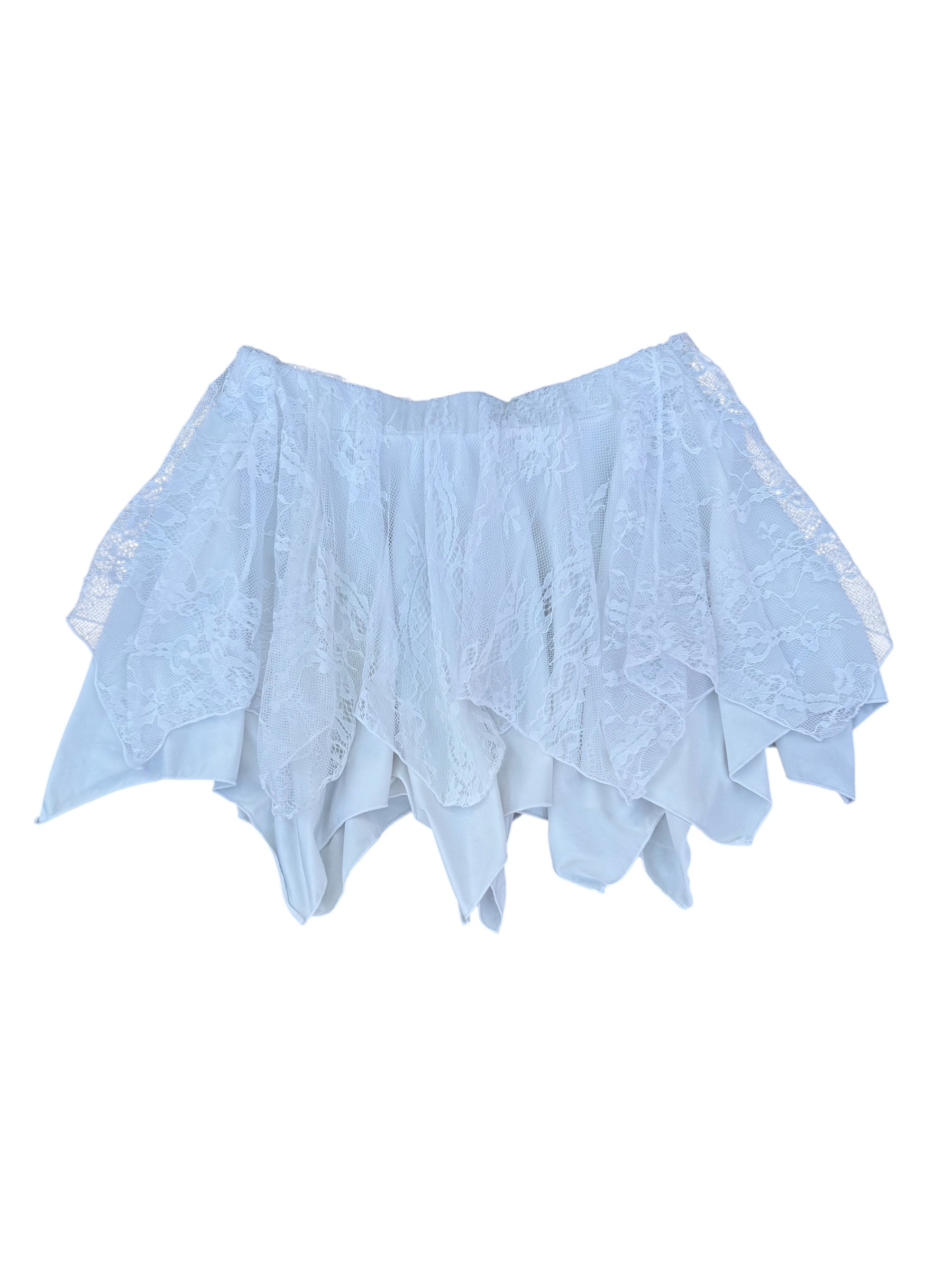 white avidlove lace hankerchief skirt, m