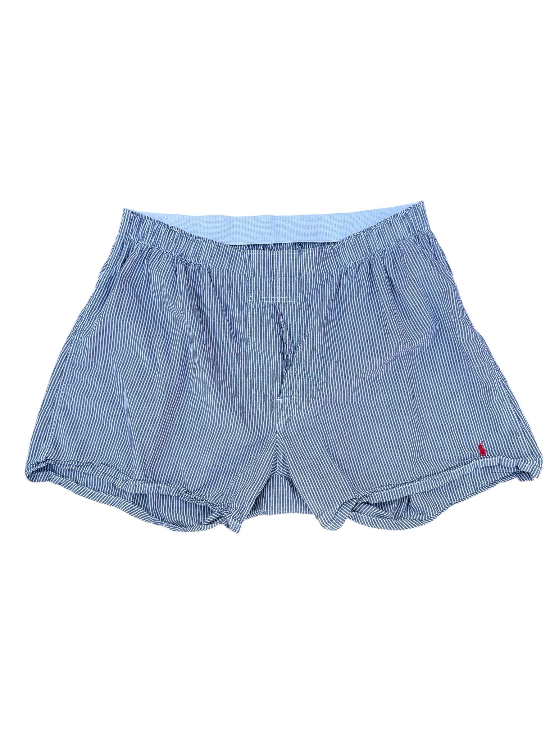 white rgay polo striped boxer shorts, L