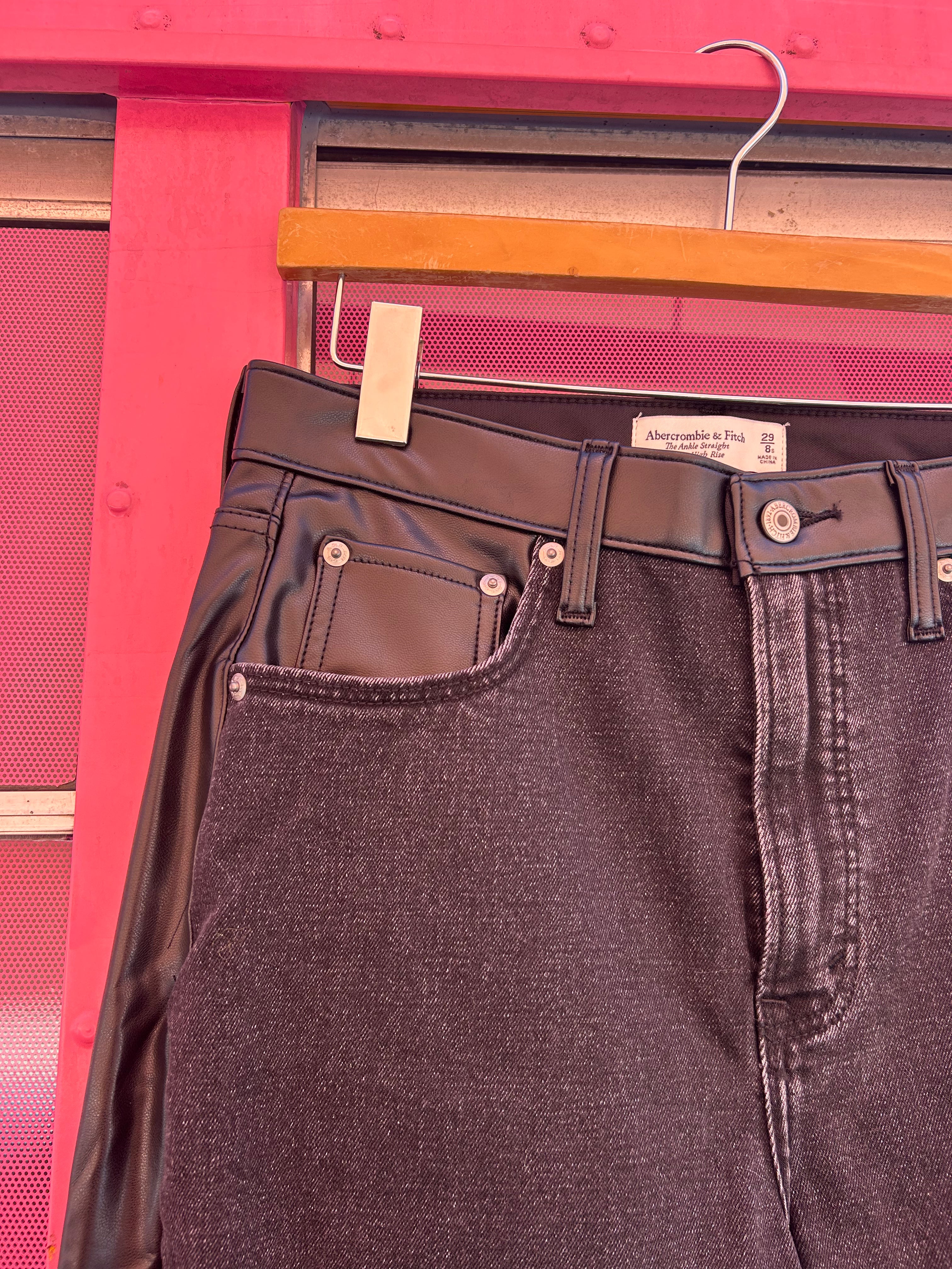 Black Abercrombie and fitch Leather jeans, 8