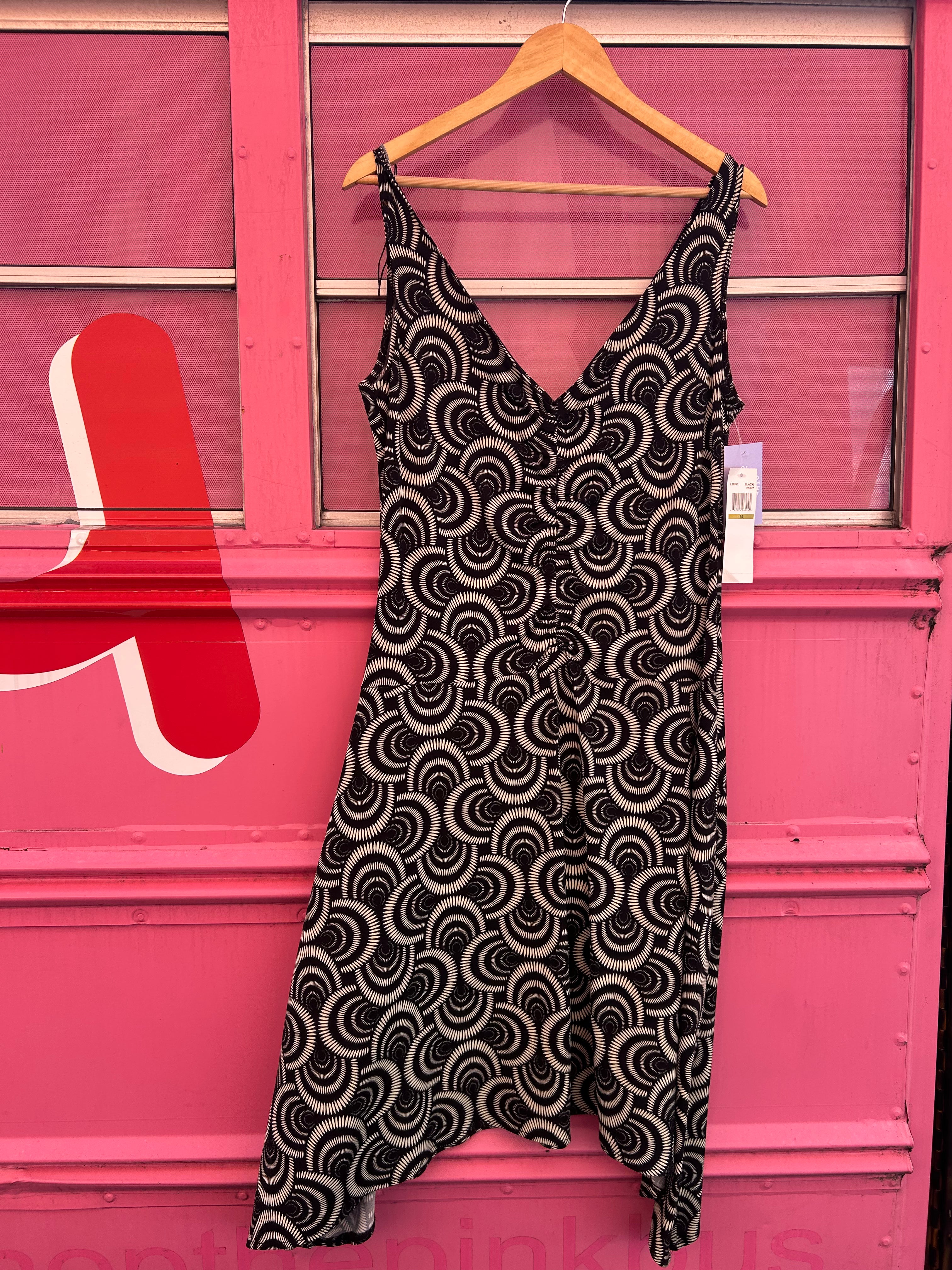 black white london times nwt swirl dress, 14