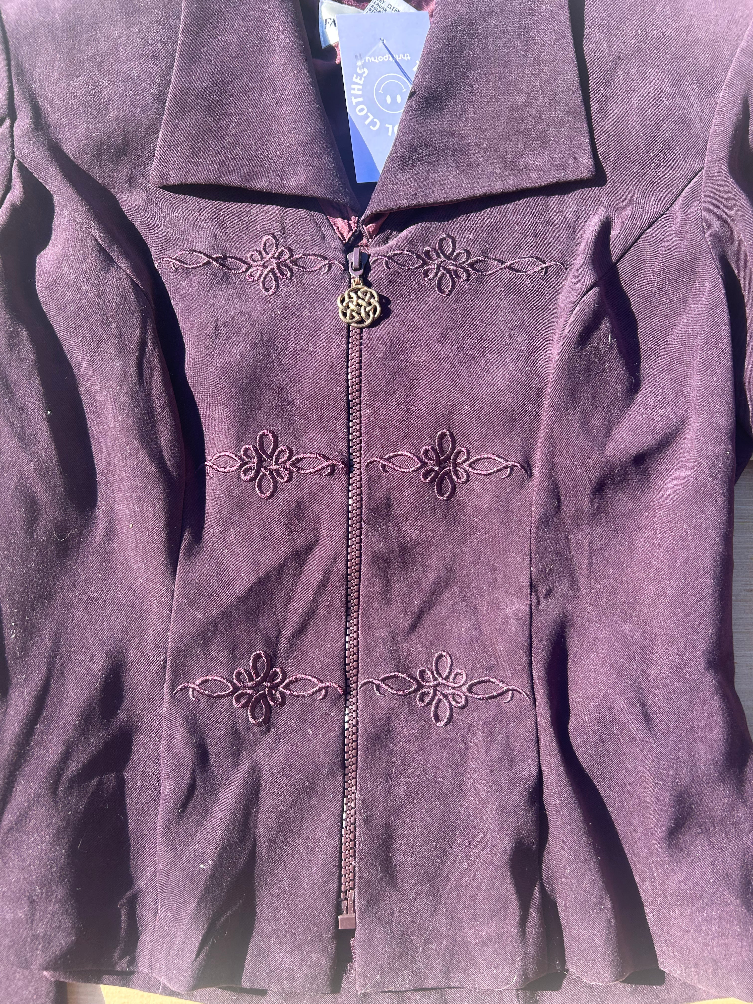 burgundy fashion bug suedeish zip up jacket, 4