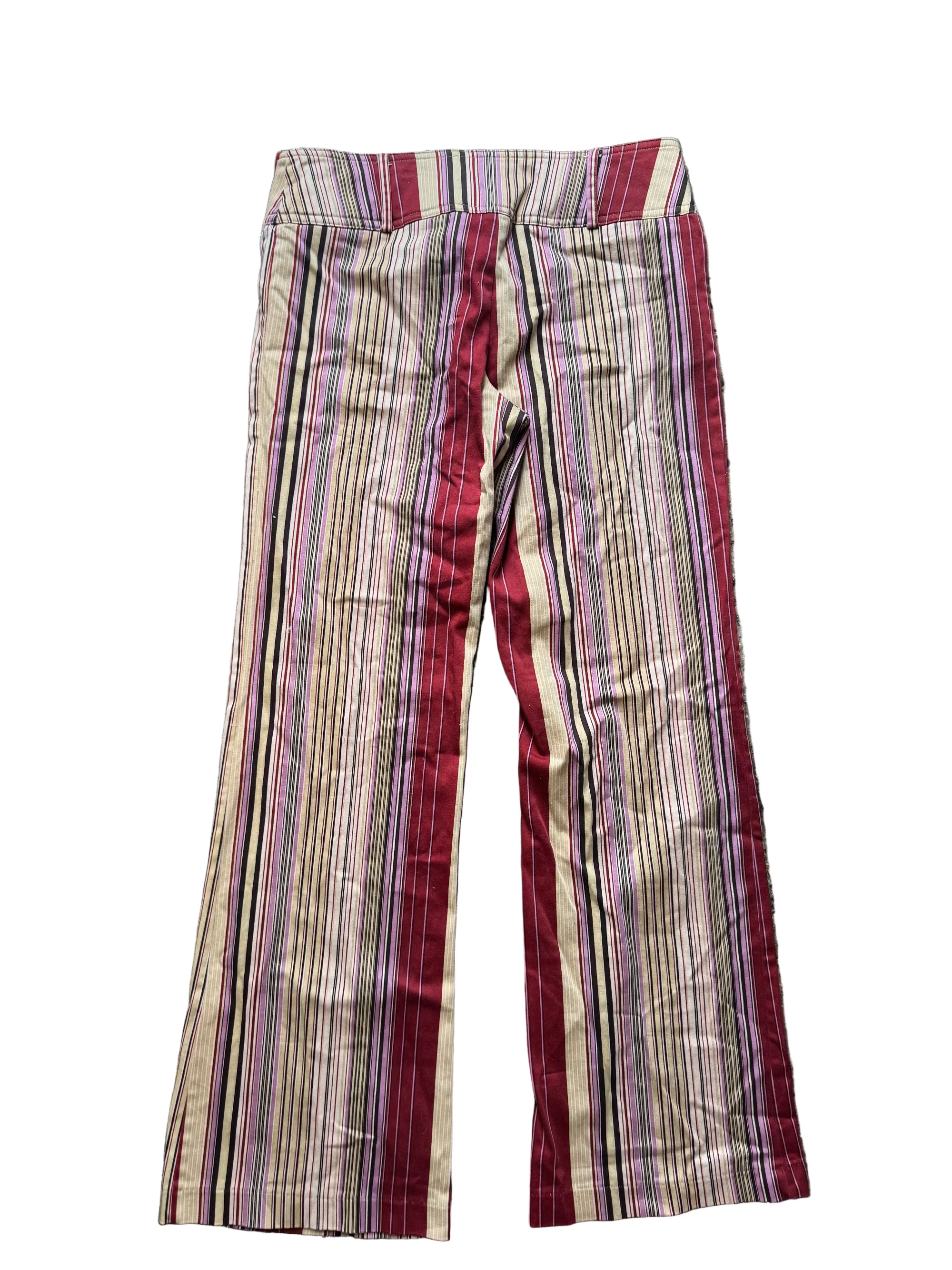 red brown purple la belle striped lo rise flare pants, m