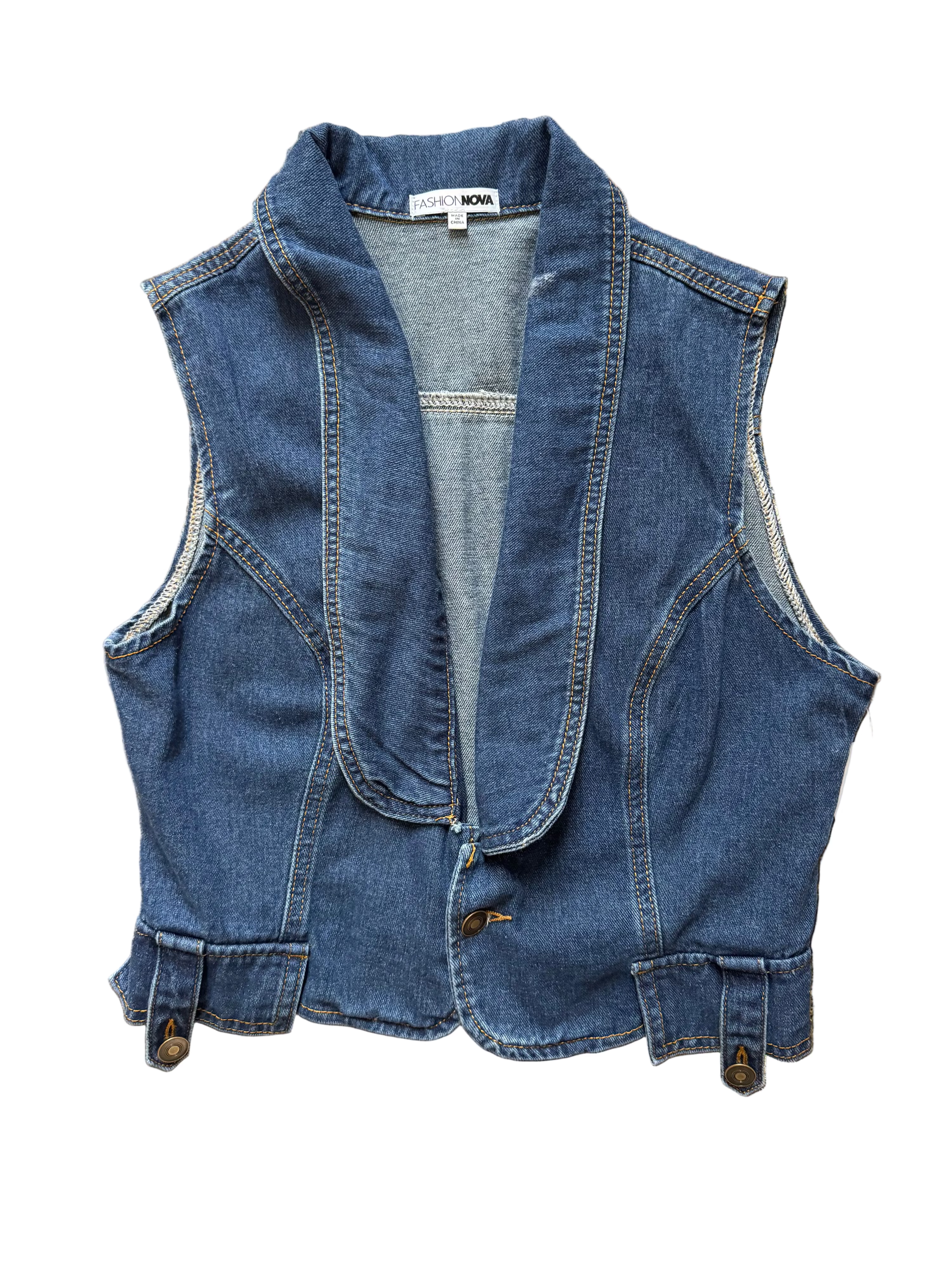 dark was fashion nova denim vest, L