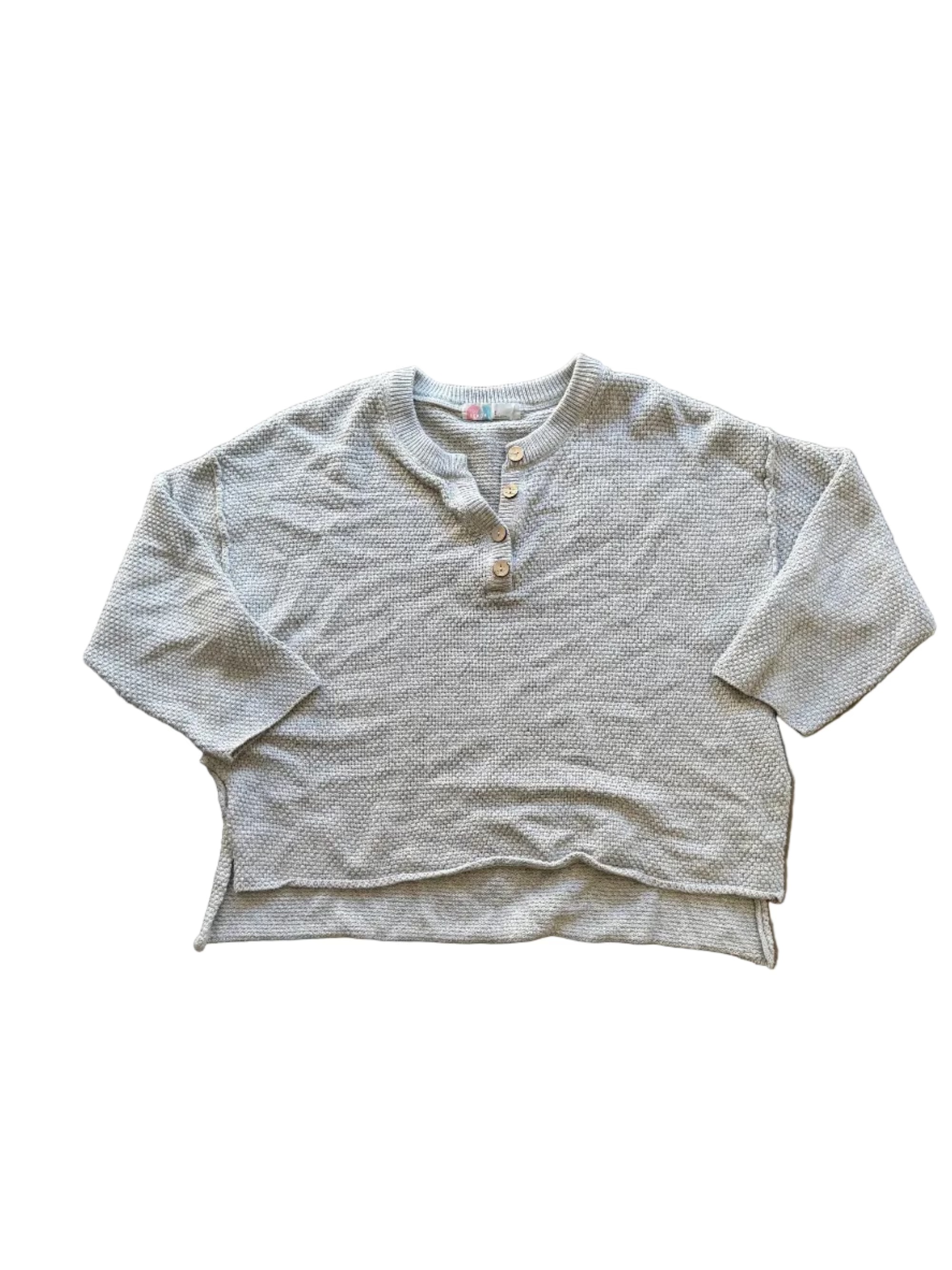 gray fp beach waffle knit henley sweater, s