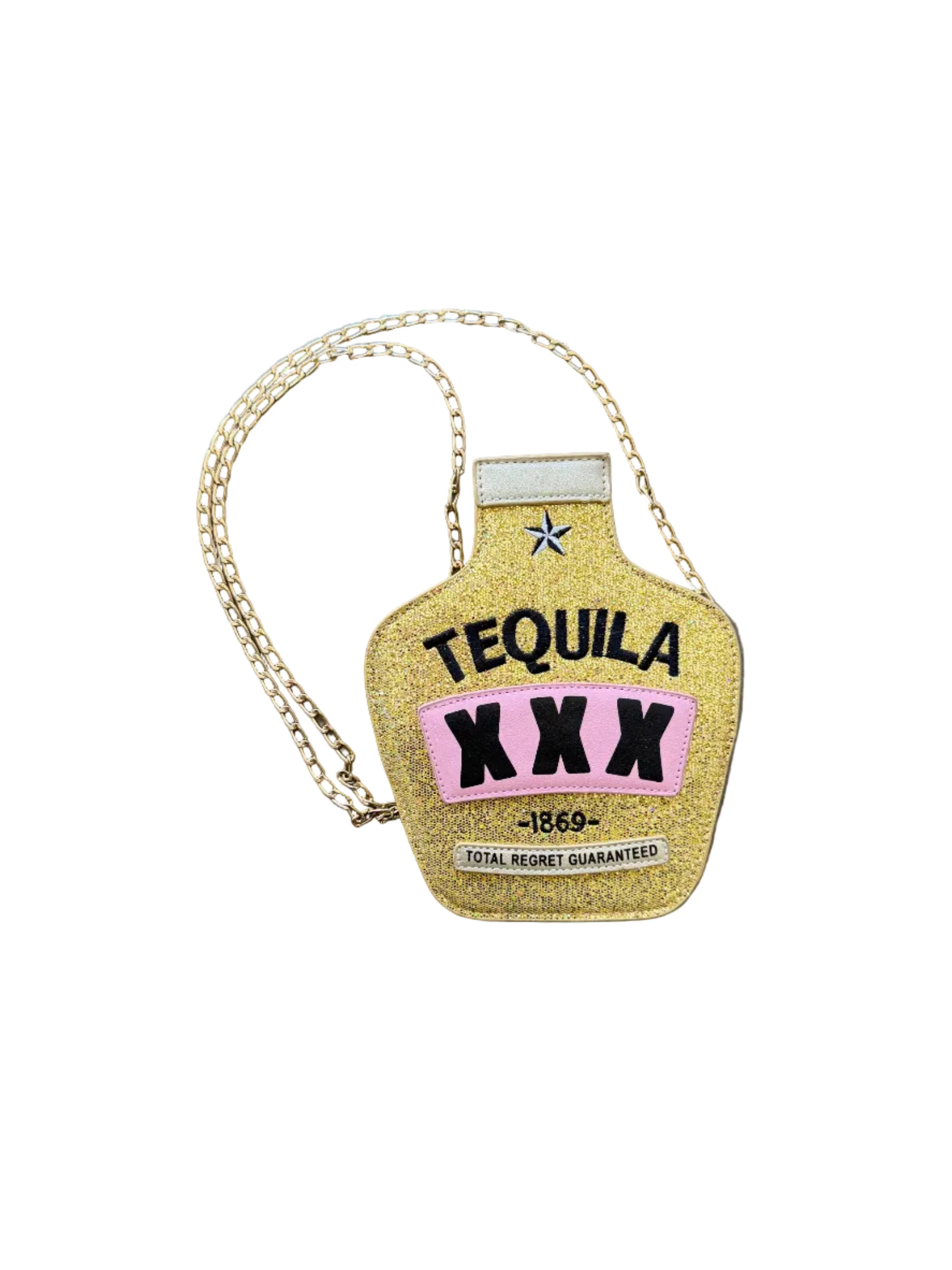 gold  sparkle tequila bag