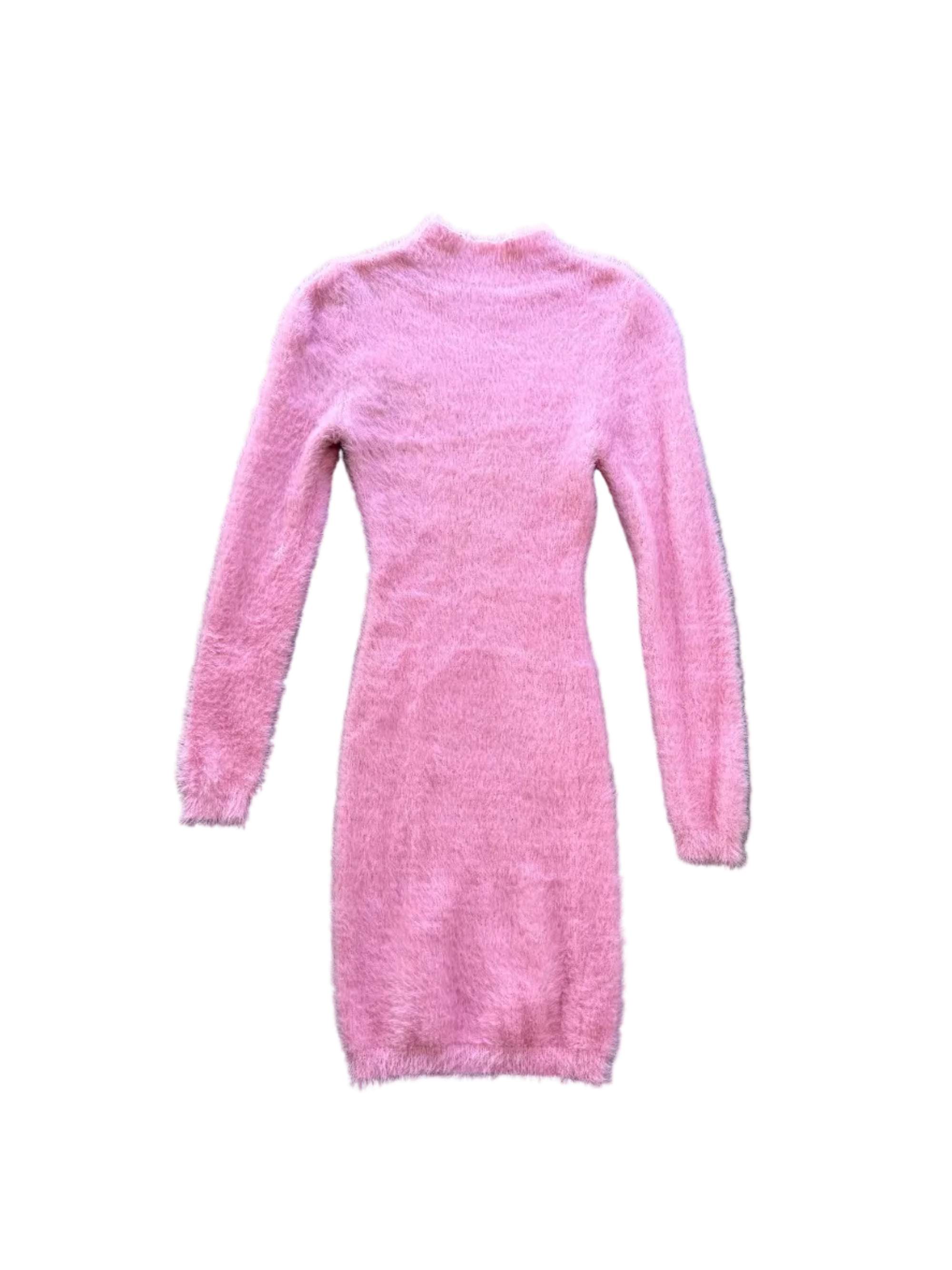 pink fashion nova furry turtleneck dress, xs
