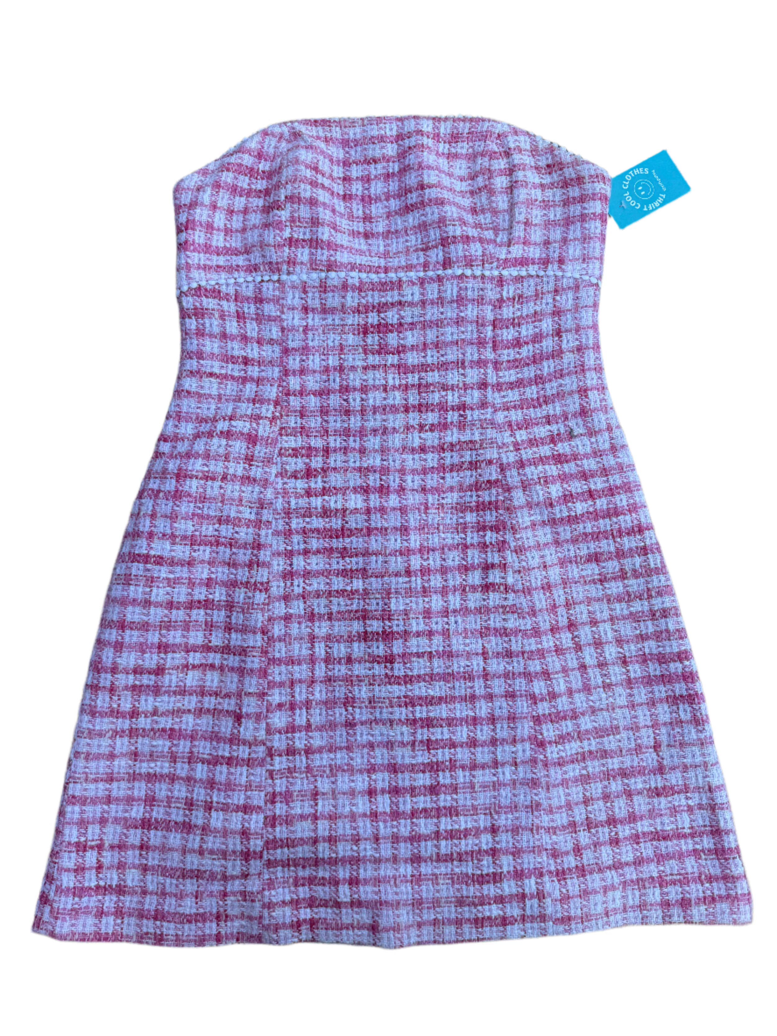 pink white lilly pulitzer strapless tweed dress, 10
