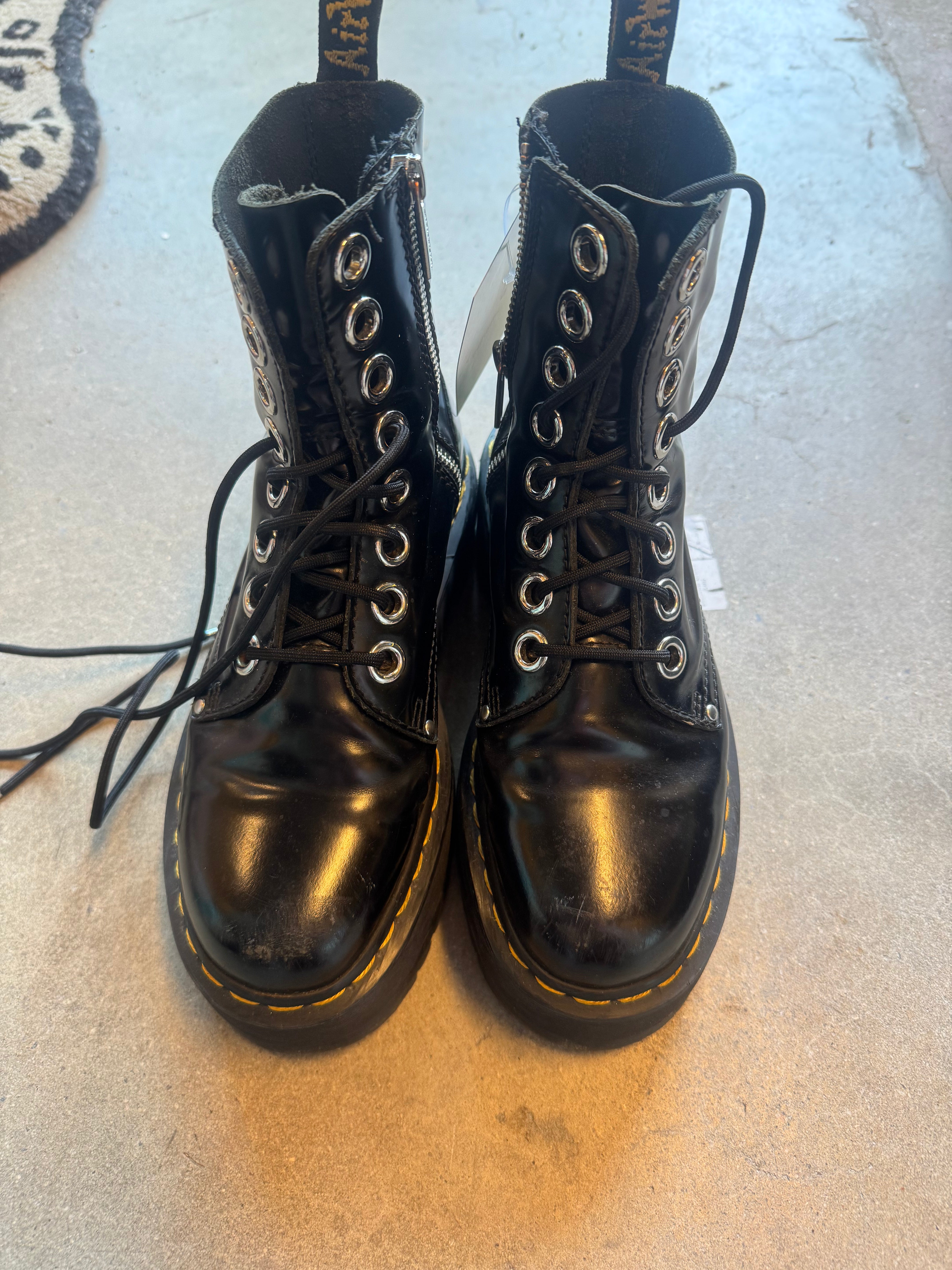 black dr marten platform combat boots, 7 women's