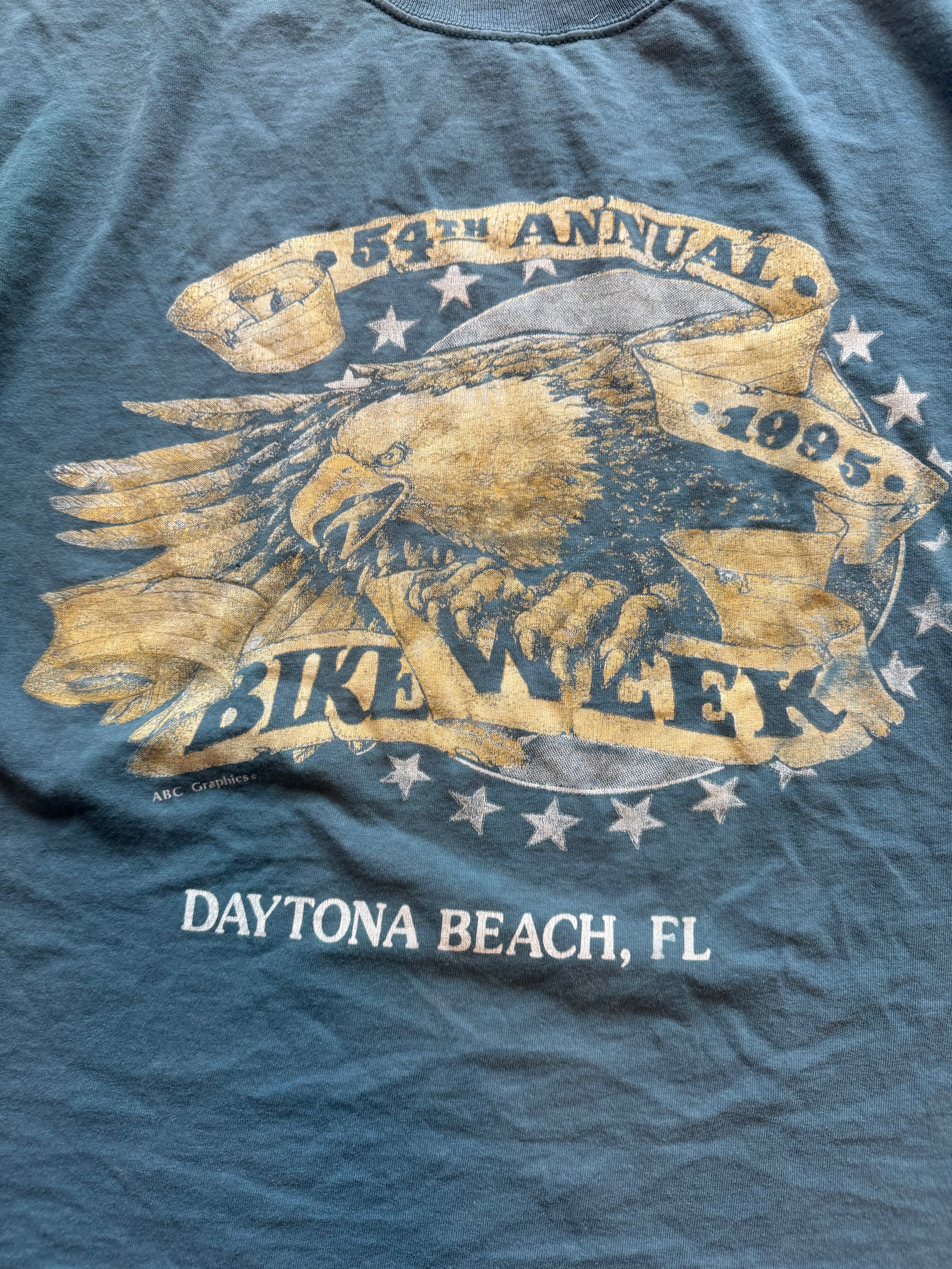 teal  vtg daytona beach tee, L
