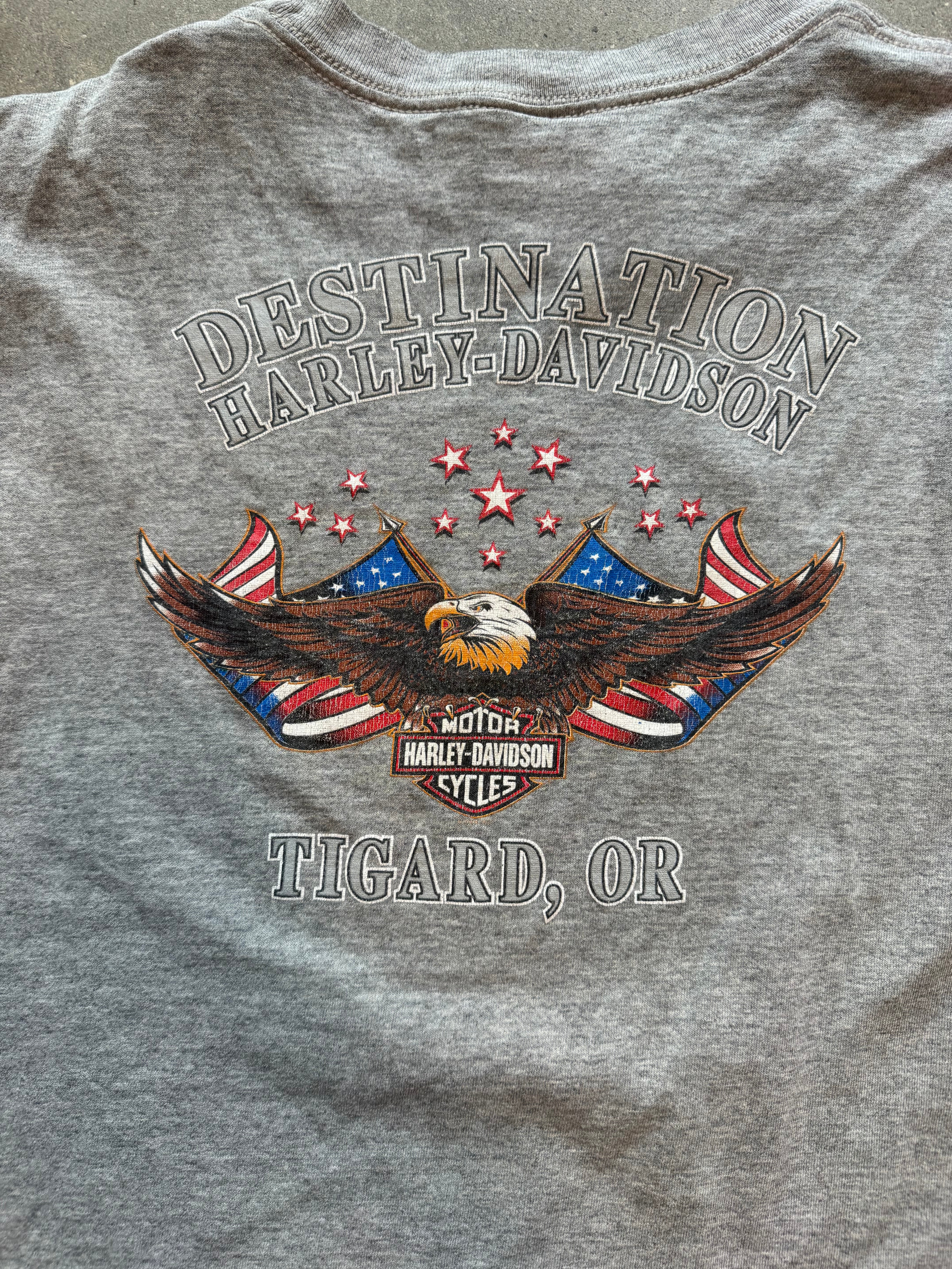 grey harley davidson cutoff tee, L