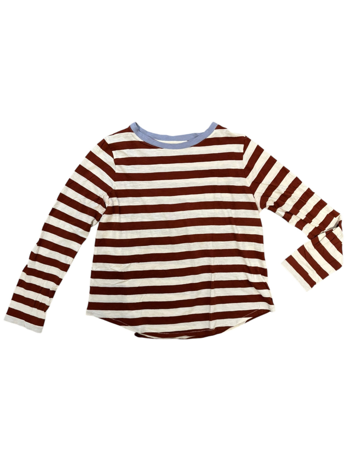 brown cream purple madewell striped ls, XL