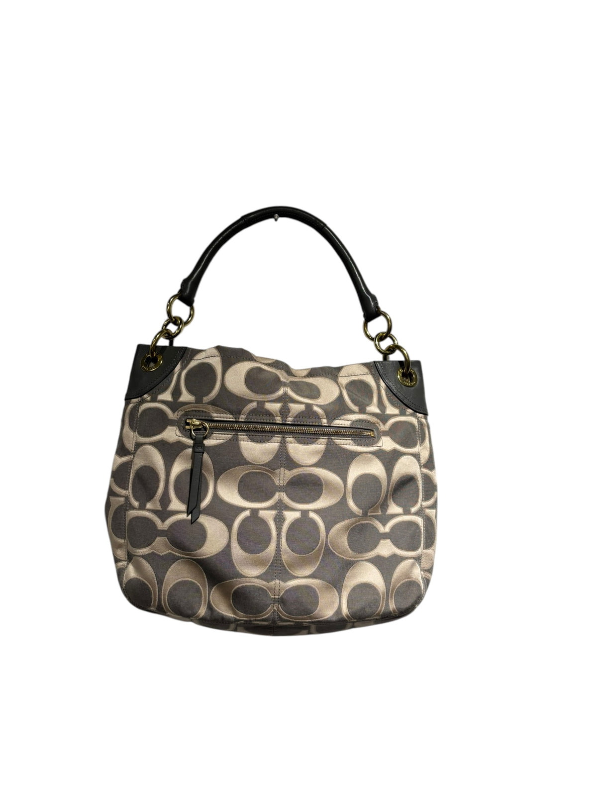 gray gold Coach Penelope Signature Jacquard Hobo Bag
