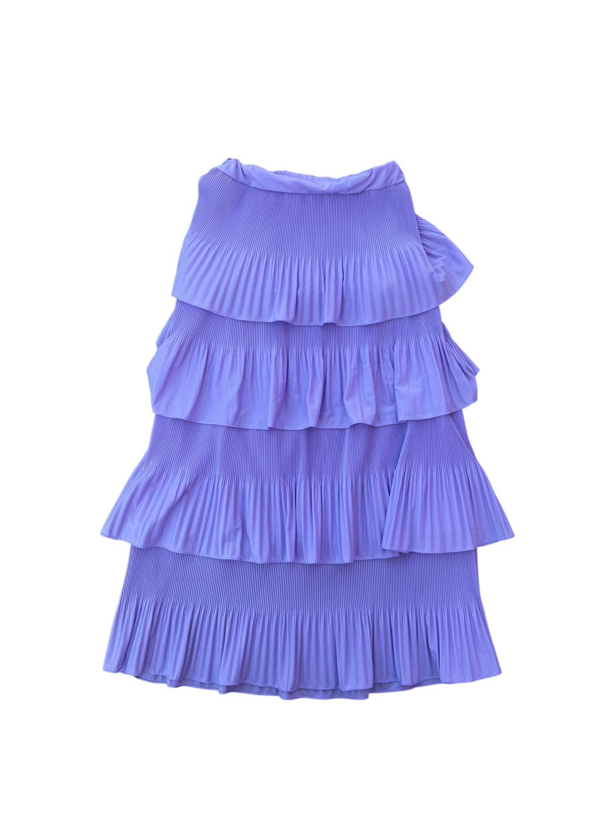 purple bellamara pleated ruffle maxi skirt, m