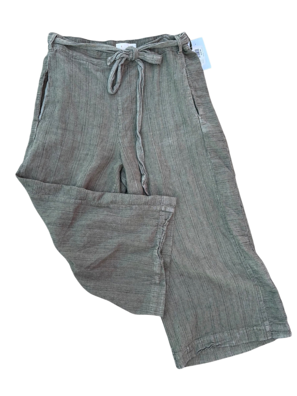 green black anthropologie wiwde leg striped trousers, m