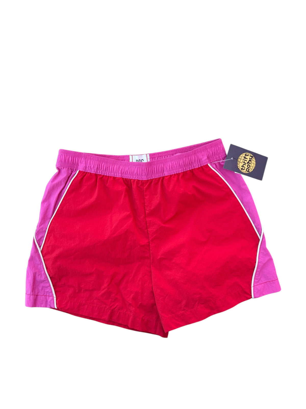 Red pink BdG Swishy athletic shorts, S