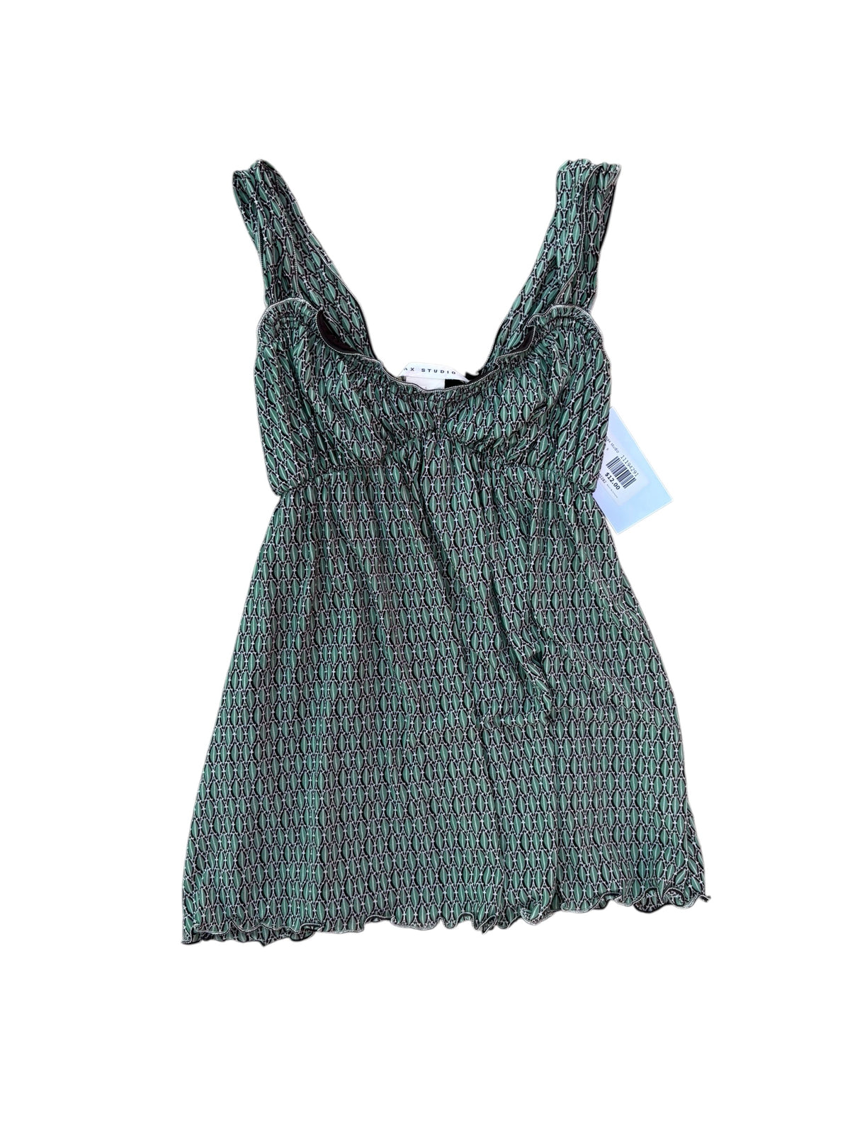 green brown max studio patterned babydoll tank, s