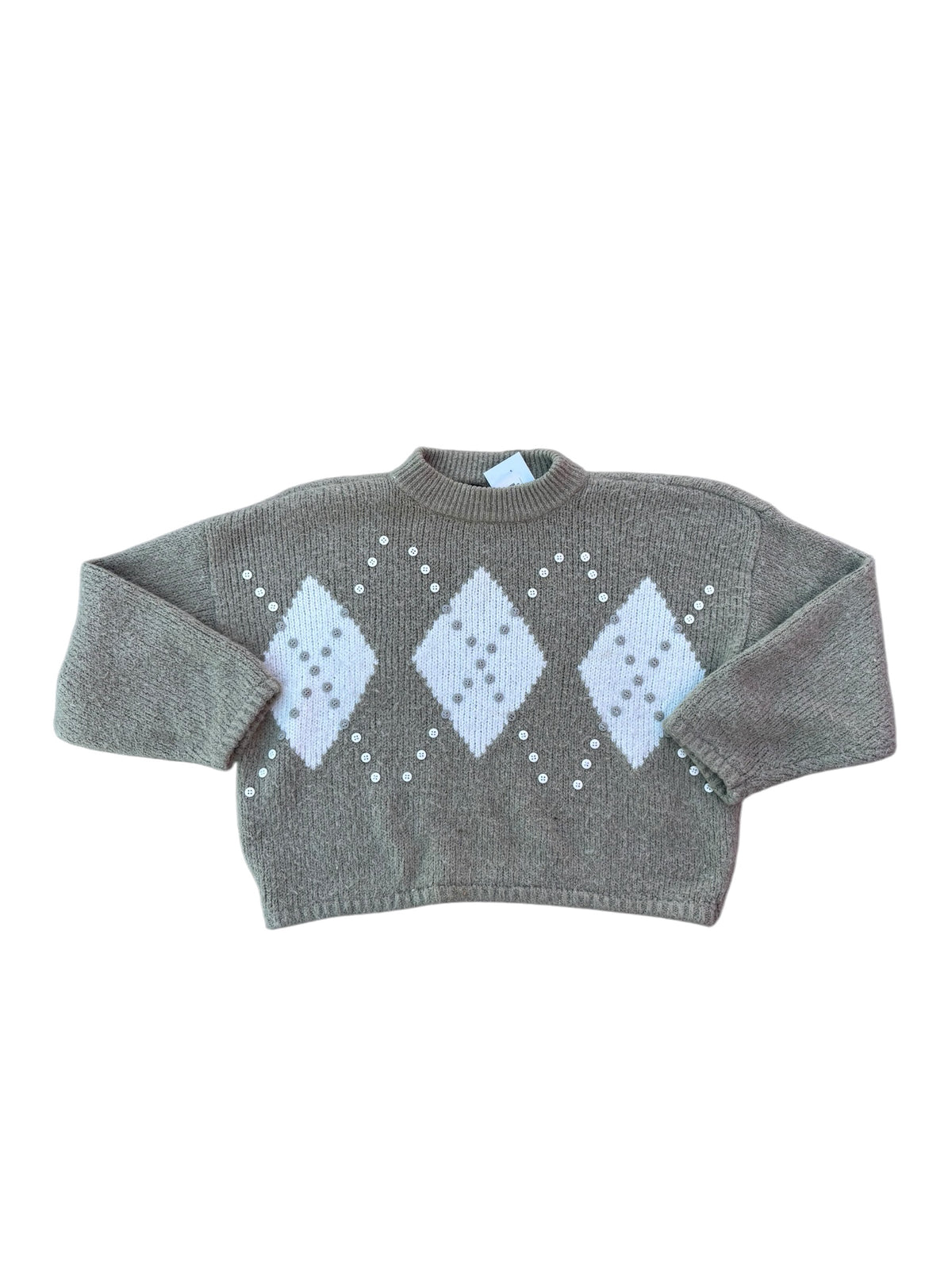 green white kitty hawk drop sleeve sweater cutie buttons