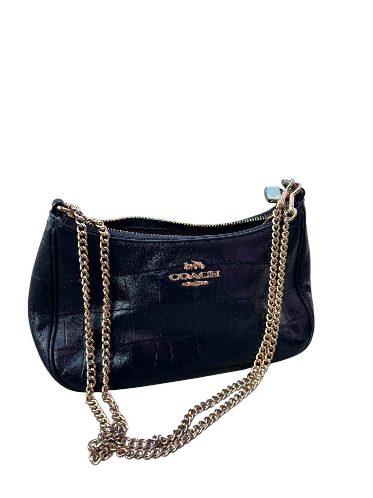 black coach croc shoulder bag