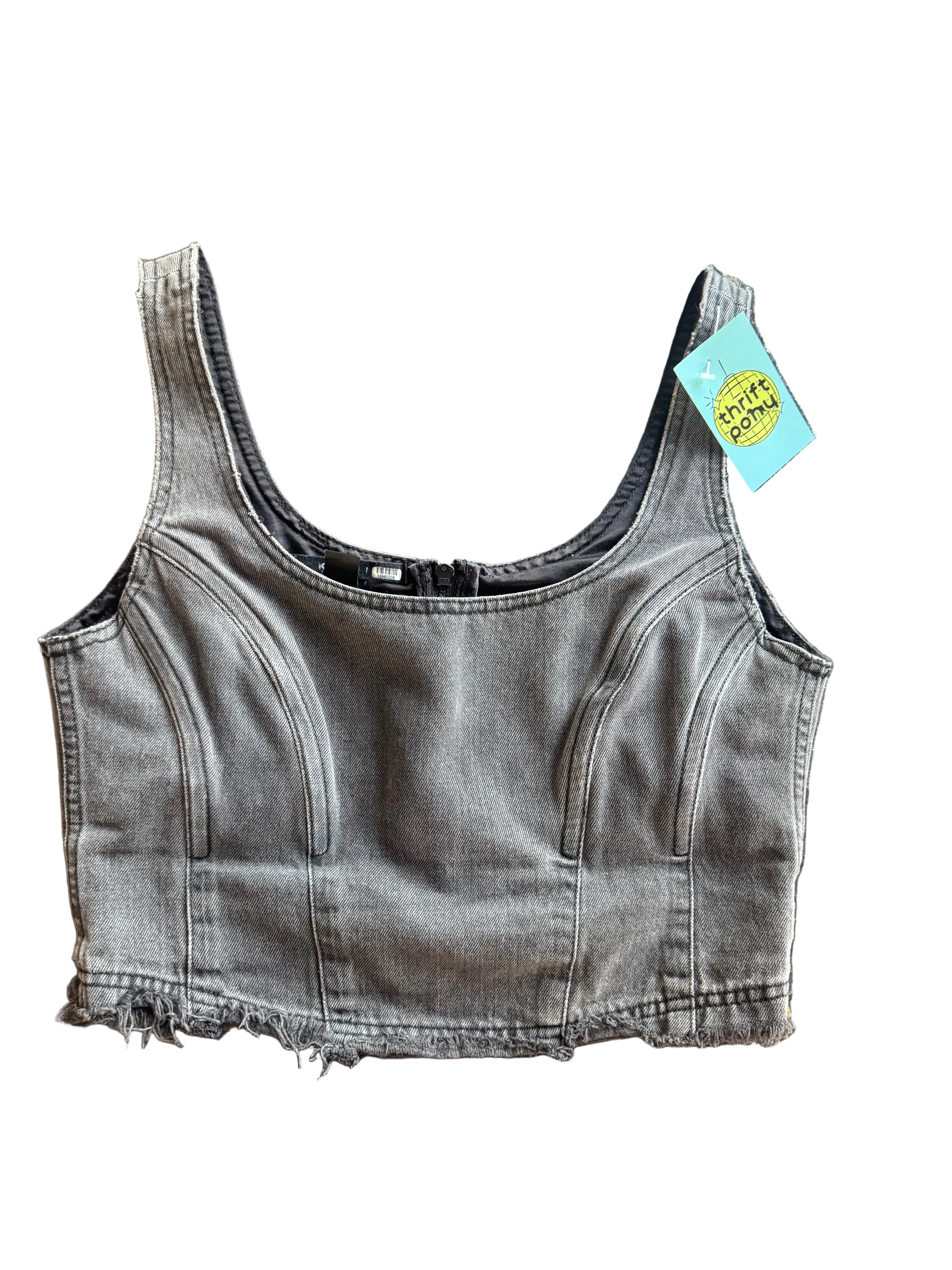 black KSUS denim bustier, L