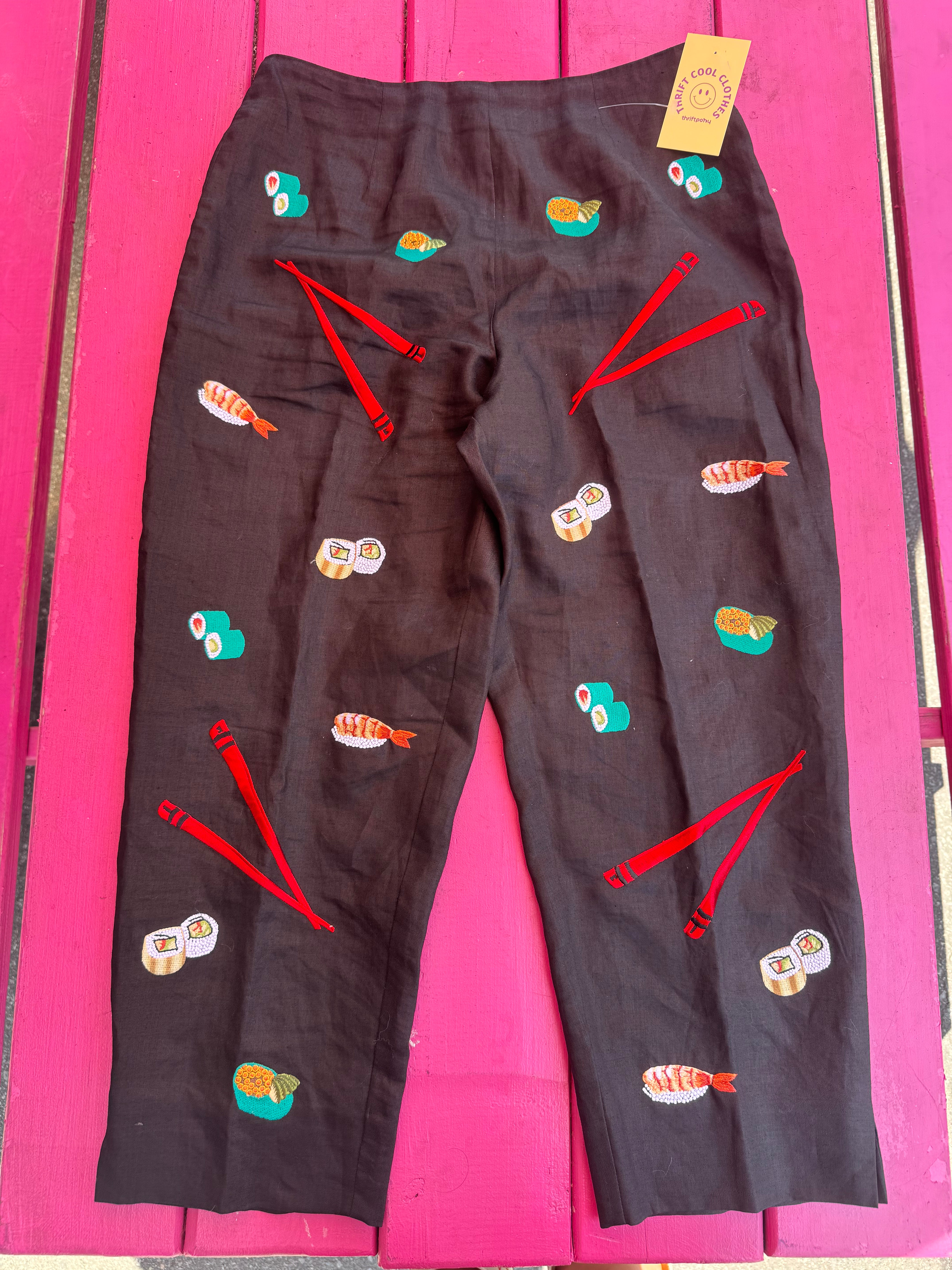 Black Cj laing Embroidered sushi pants, 10