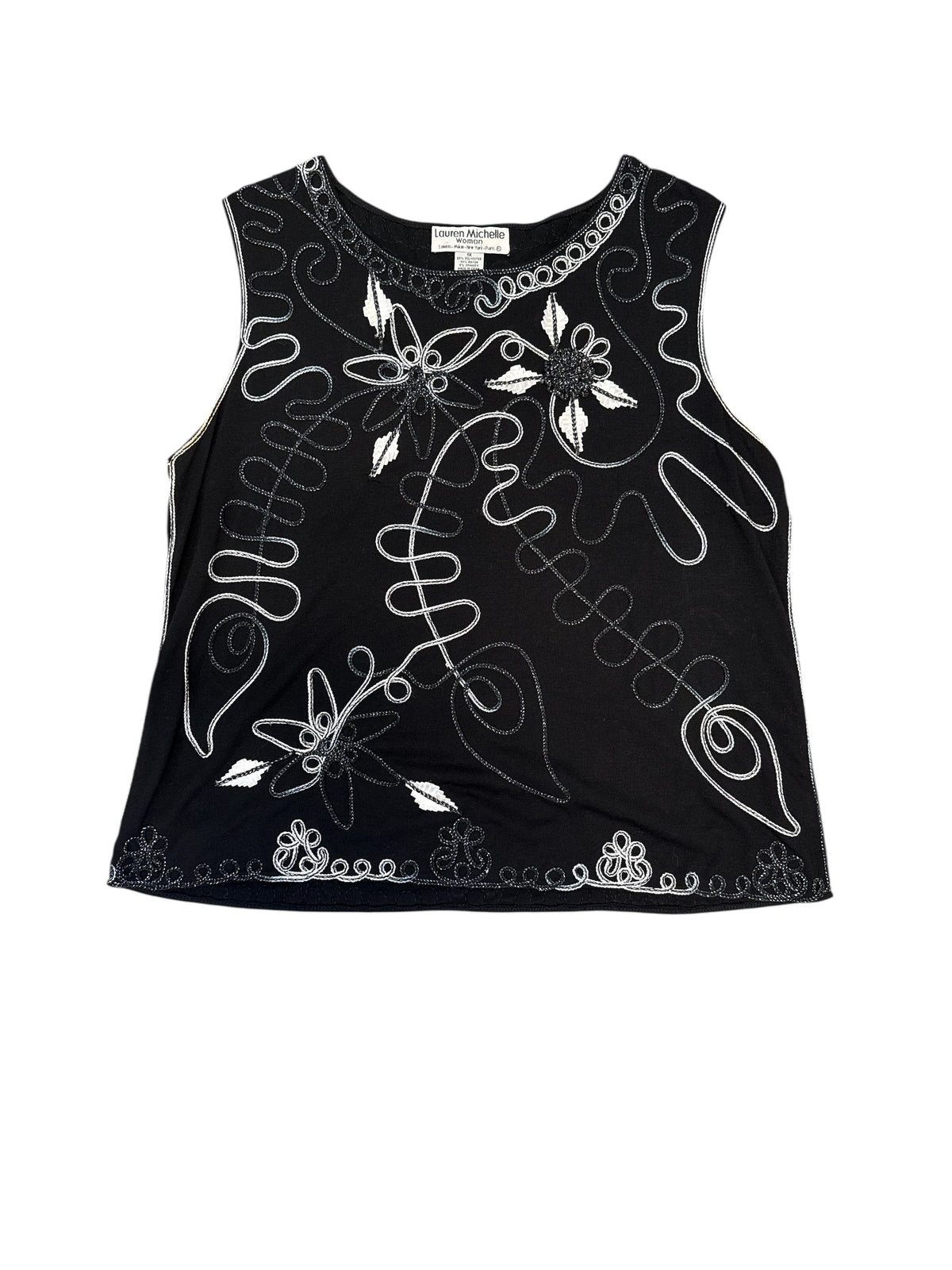 black white lauren michelle embroidered tank, 1x