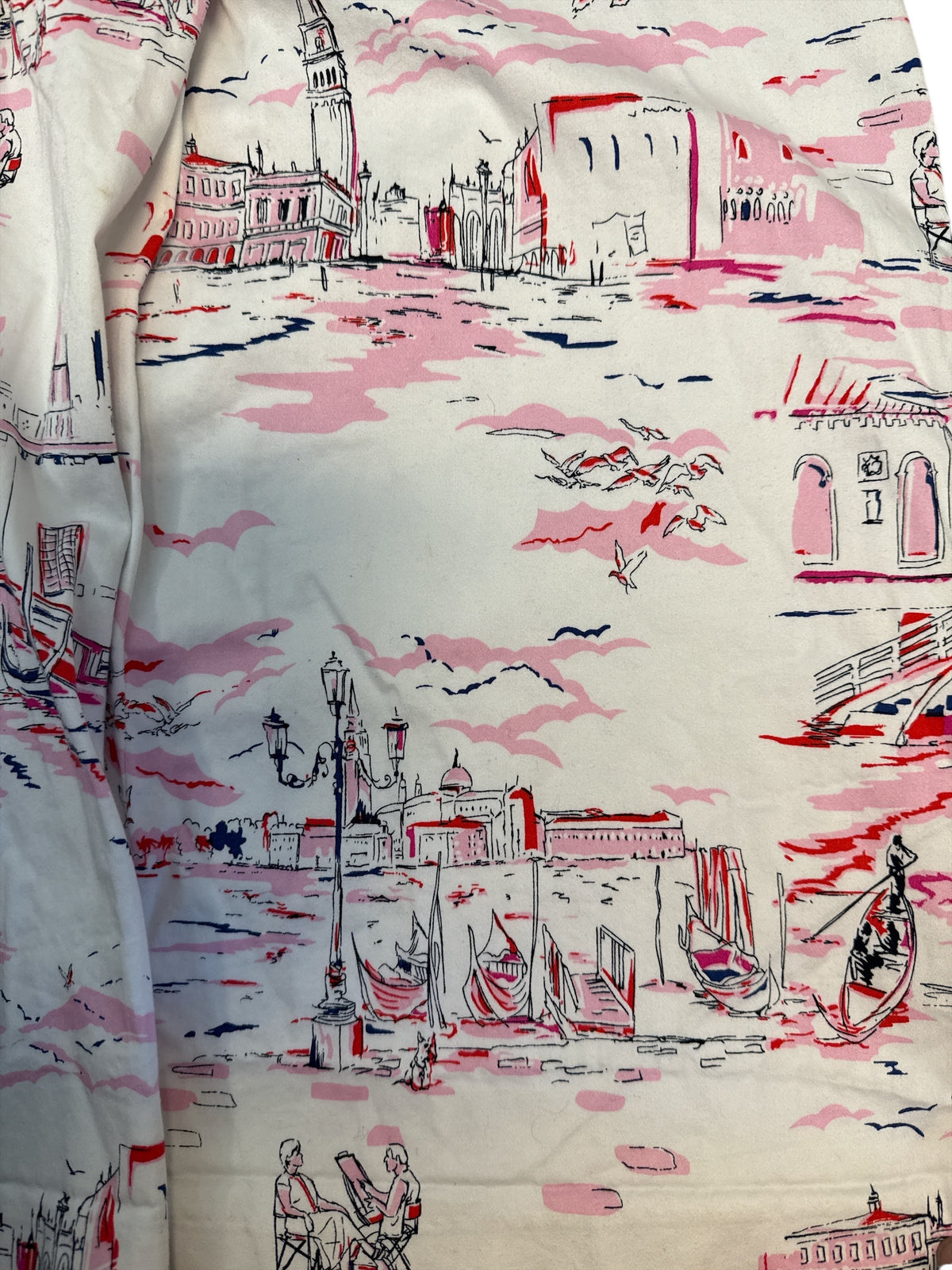 White pink Badolini Illustrated Europe scene skirt, 16