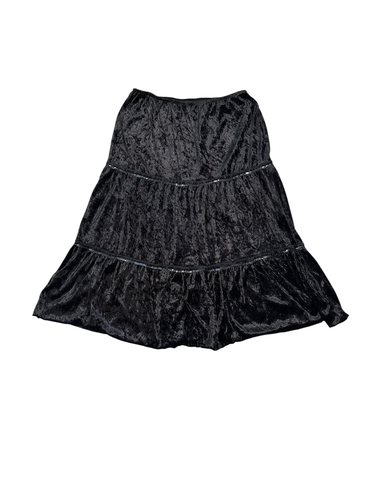 black  velour skirt w sequins trim, M