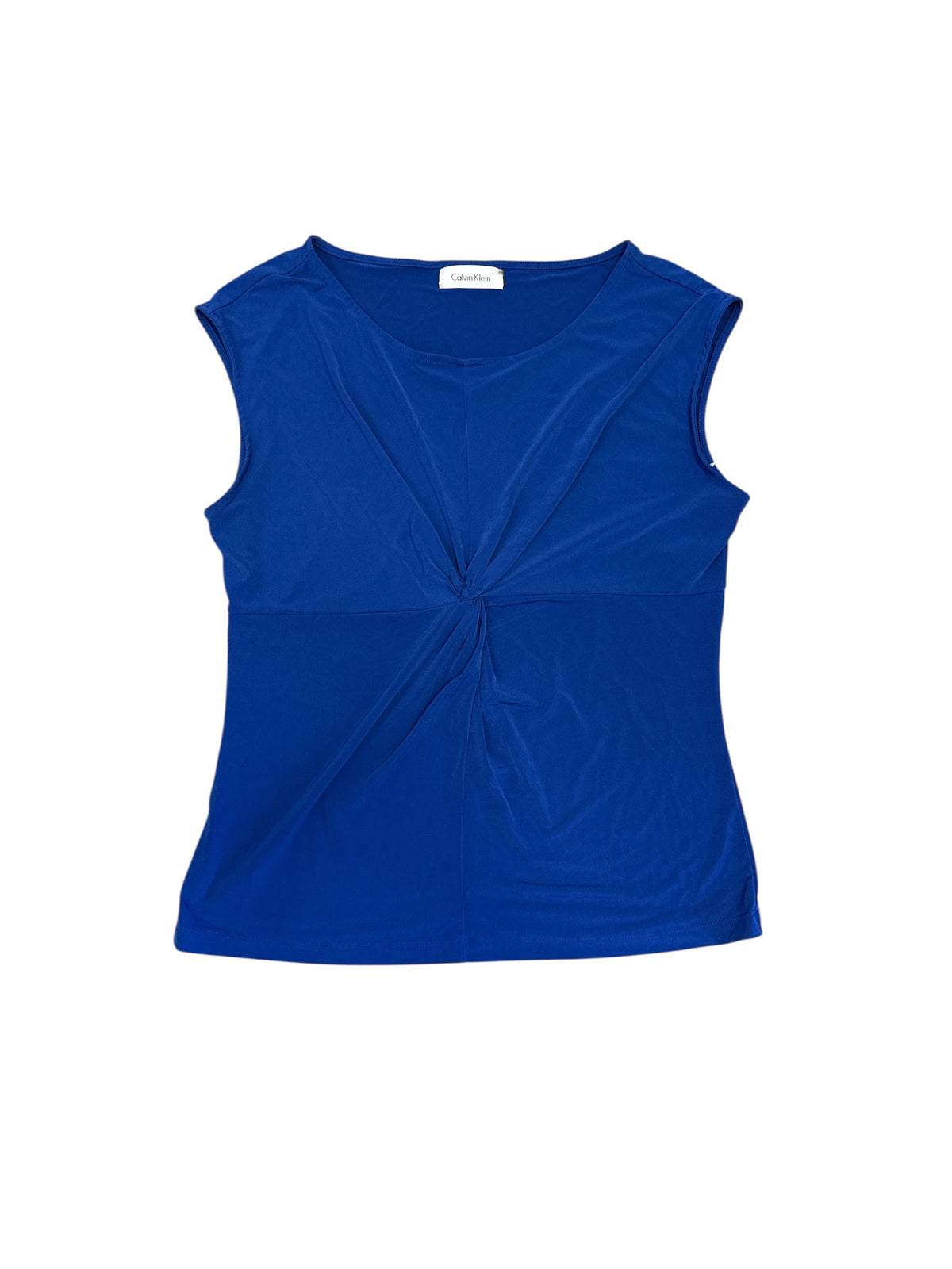 blue calvin klein sleeveless twist front top, fits M